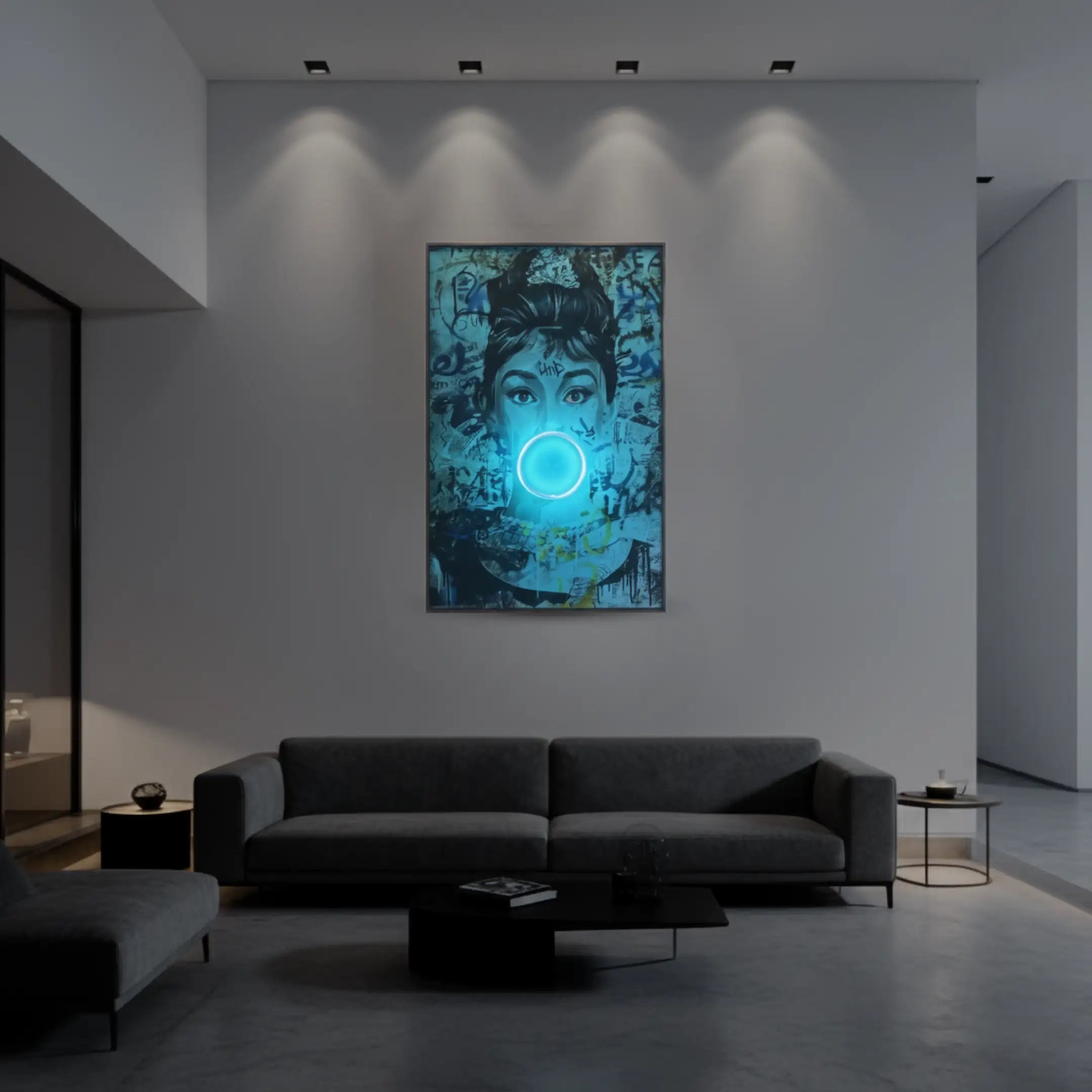 Audrey Hepburn Bubble Gum LED Painting Wall Art Interior Moderna