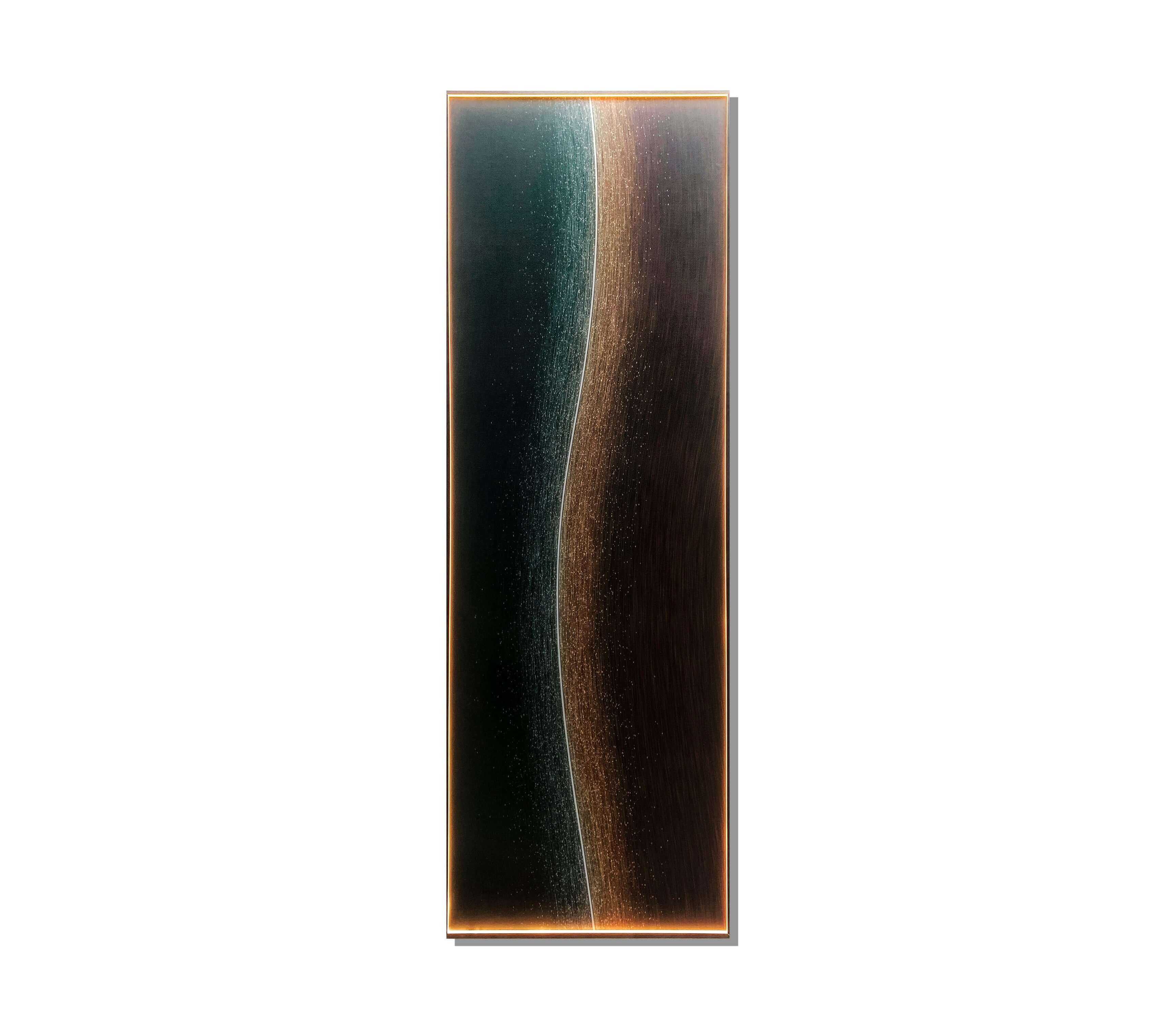 Amber Sandstorm Oasis: LED-Lit Glowing Wall Decor Wall Art Interior Moderna   