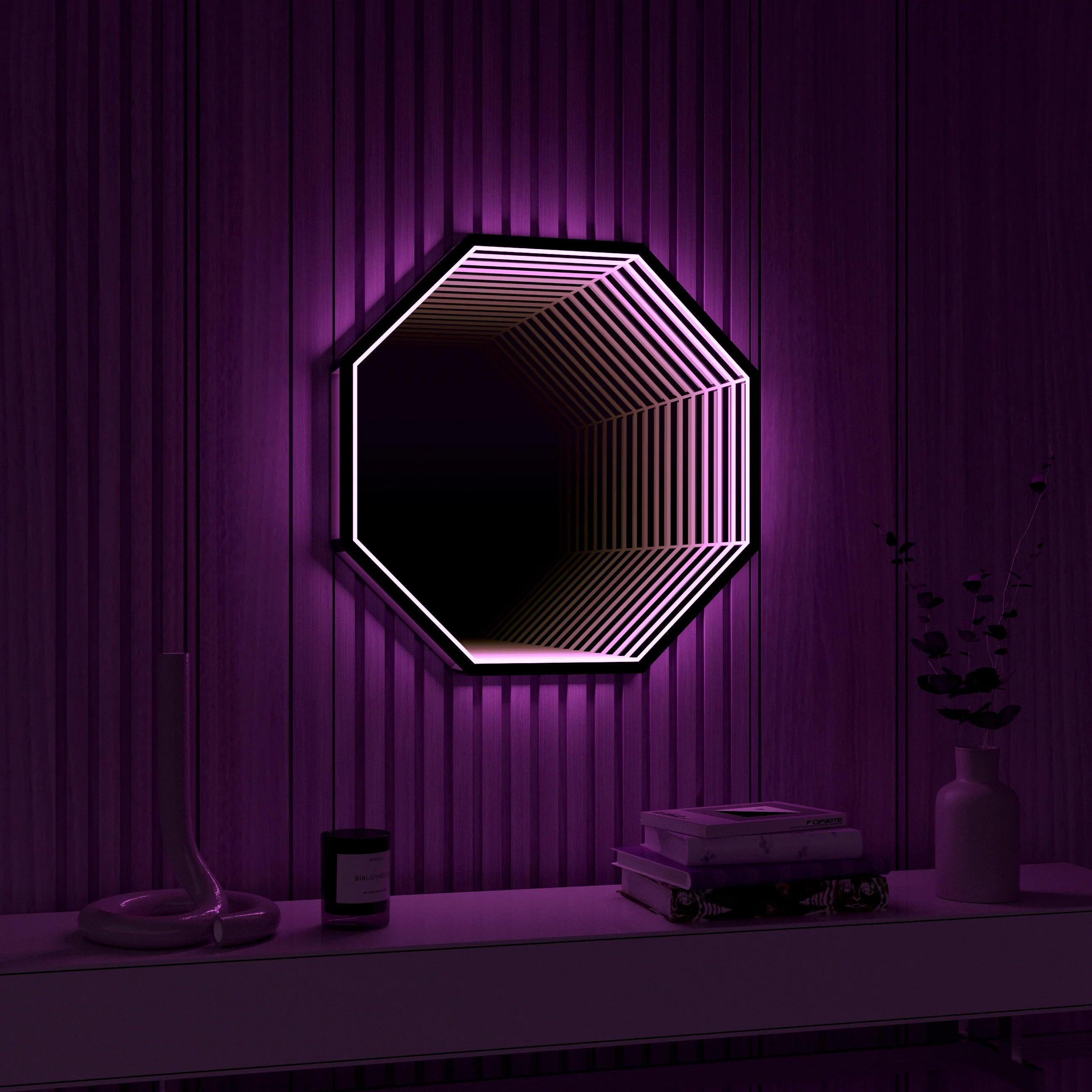 3D Octagon Infinity Mirror Mirror Interior Moderna