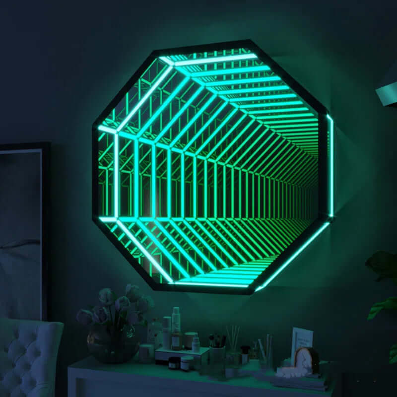 3D Octagon Infinity Mirror Mirror Interior Moderna   