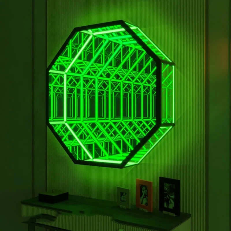 3D Octagon Infinity Mirror Mirror Interior Moderna   