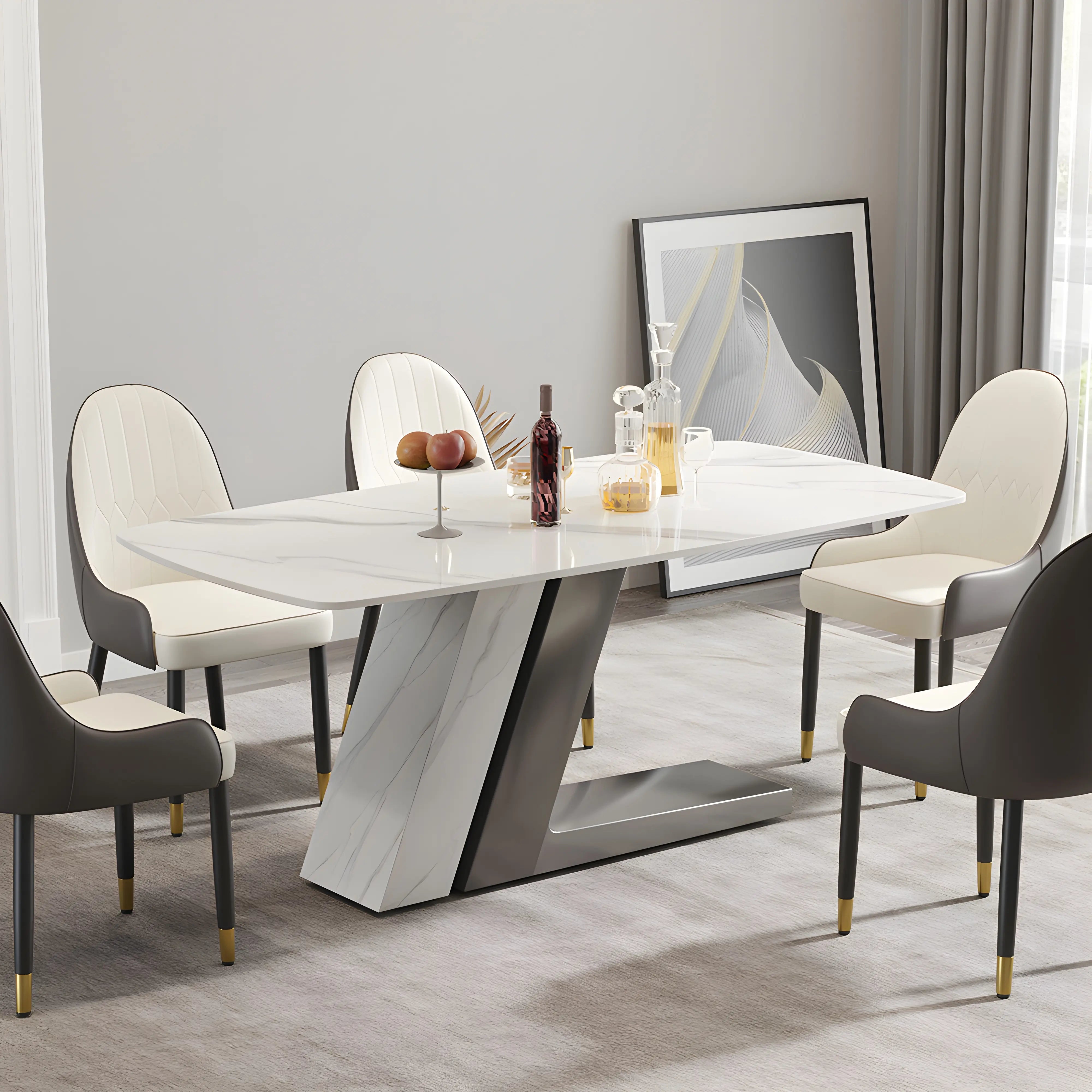 Zypher Luxe Dining Table Interior Moderna Gray White