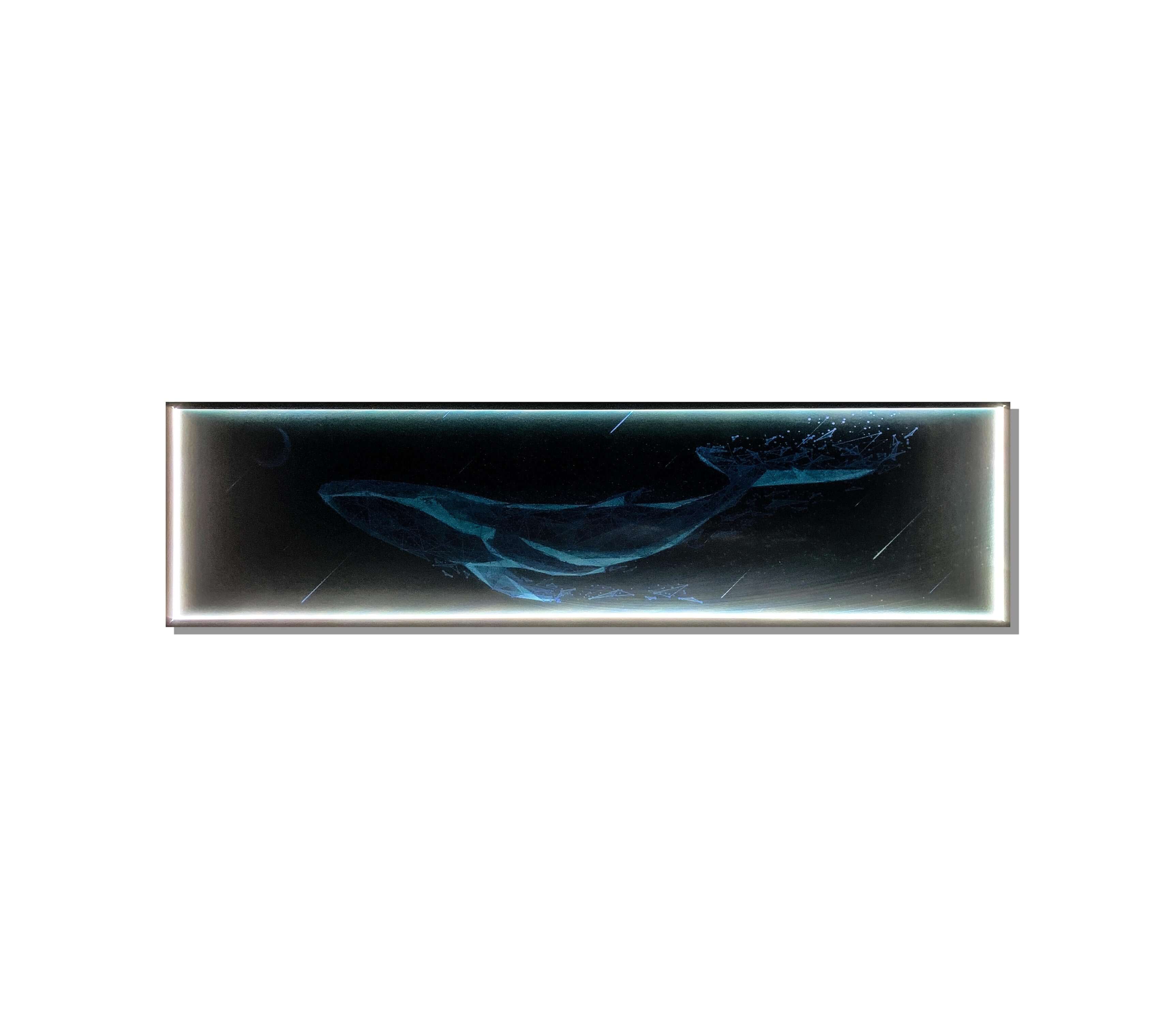 Deep Ocean Glow: LED-Lit Dark Blue Whale Art Wall Art Interior Moderna   