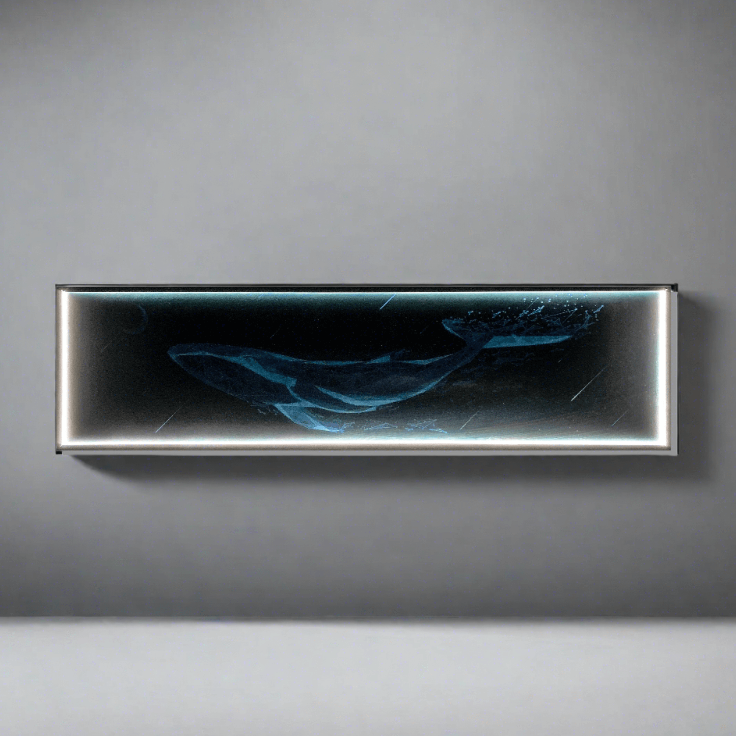 Deep Ocean Glow: LED-Lit Dark Blue Whale Art Wall Art Interior Moderna   