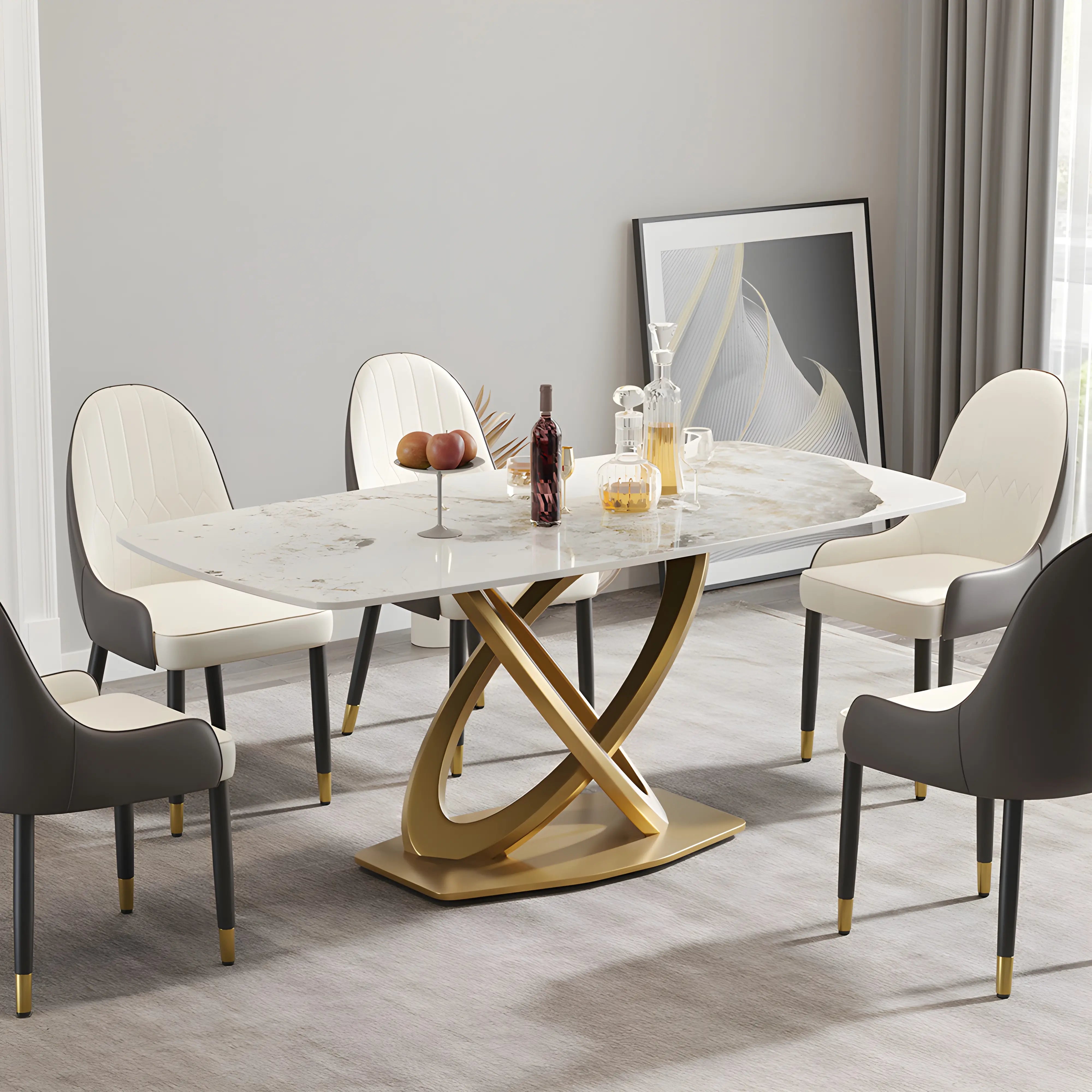 Eterna Twist Dining Table Table Interior Moderna Gold White + Gray