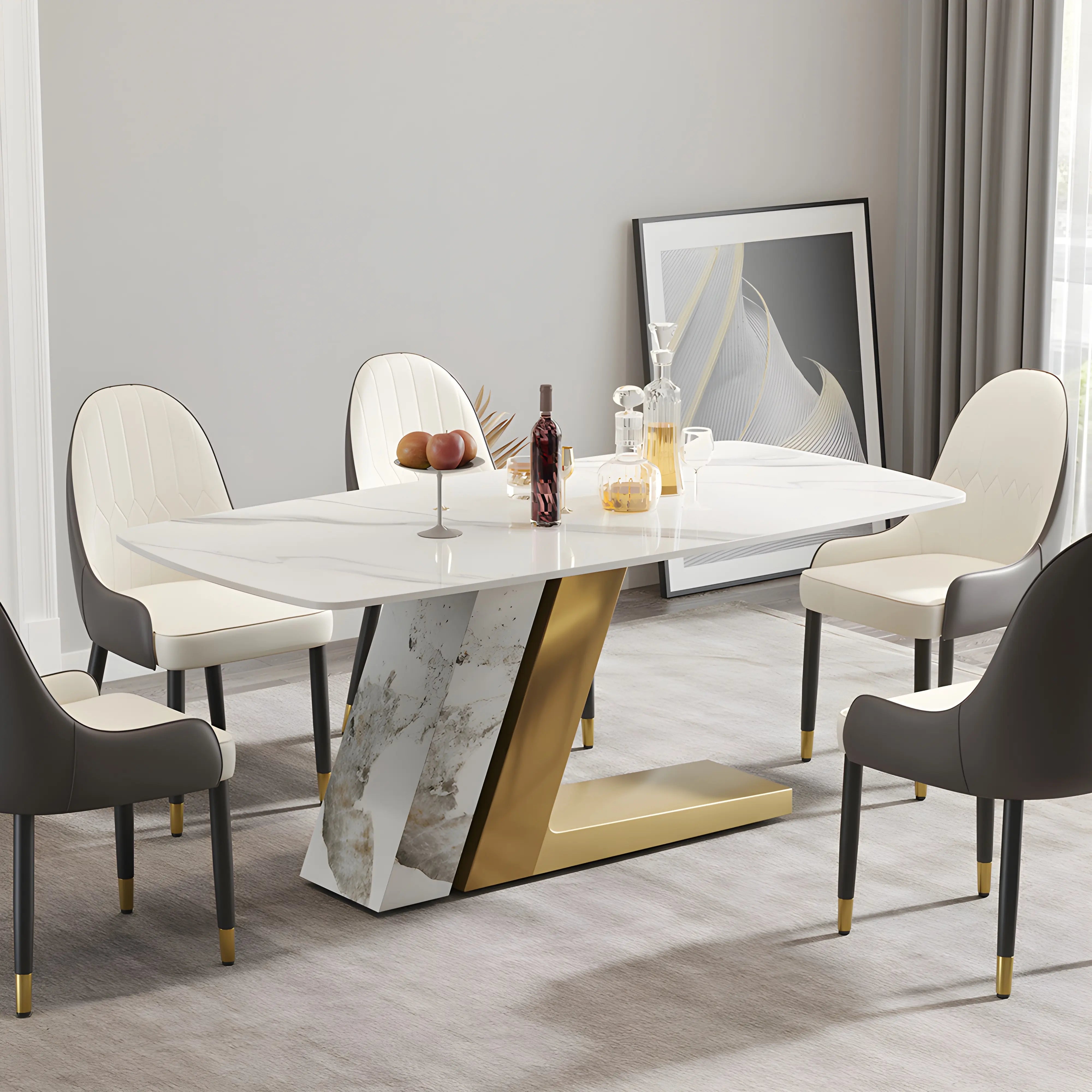 Zypher Luxe Dining Table Interior Moderna Gold White