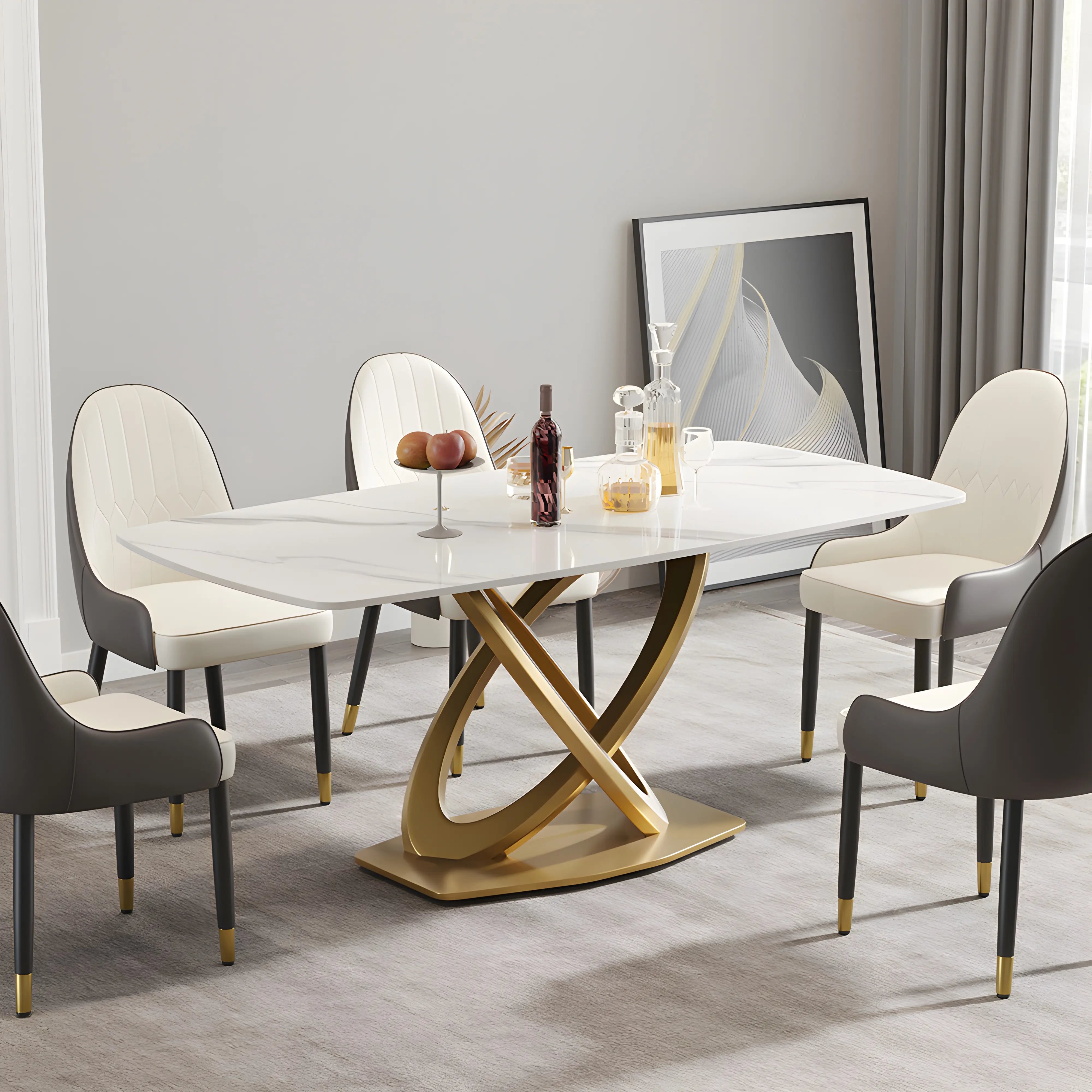 Eterna Twist Dining Table Table Interior Moderna Gold White