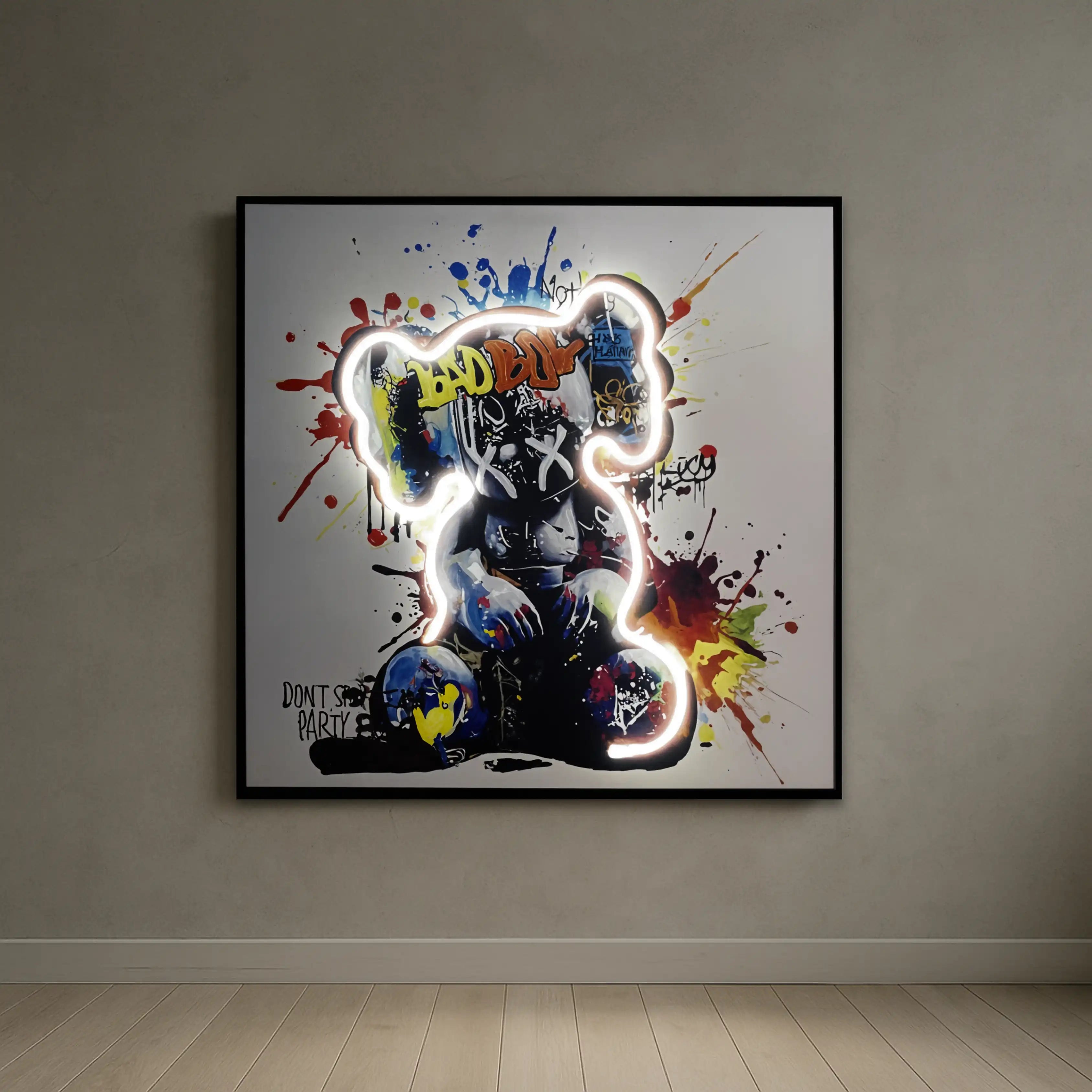 Dancing Street Art Figure LED Light – Modern LED Sculpture with X Eyes Wall Art Interior Moderna