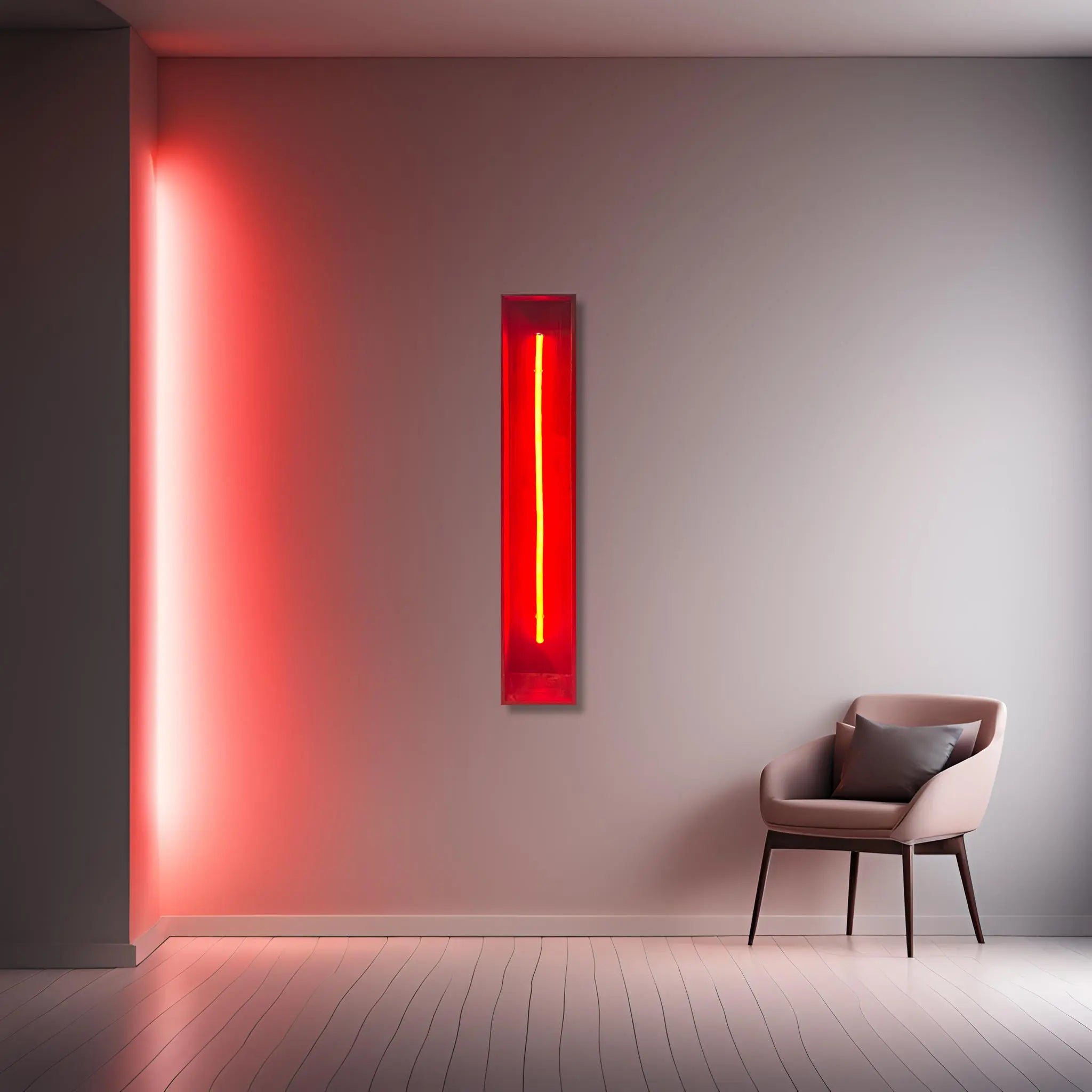 Redwood Radiance Lamp | Tall Red LED Strip Wooden Lamp Lamp Interior Moderna