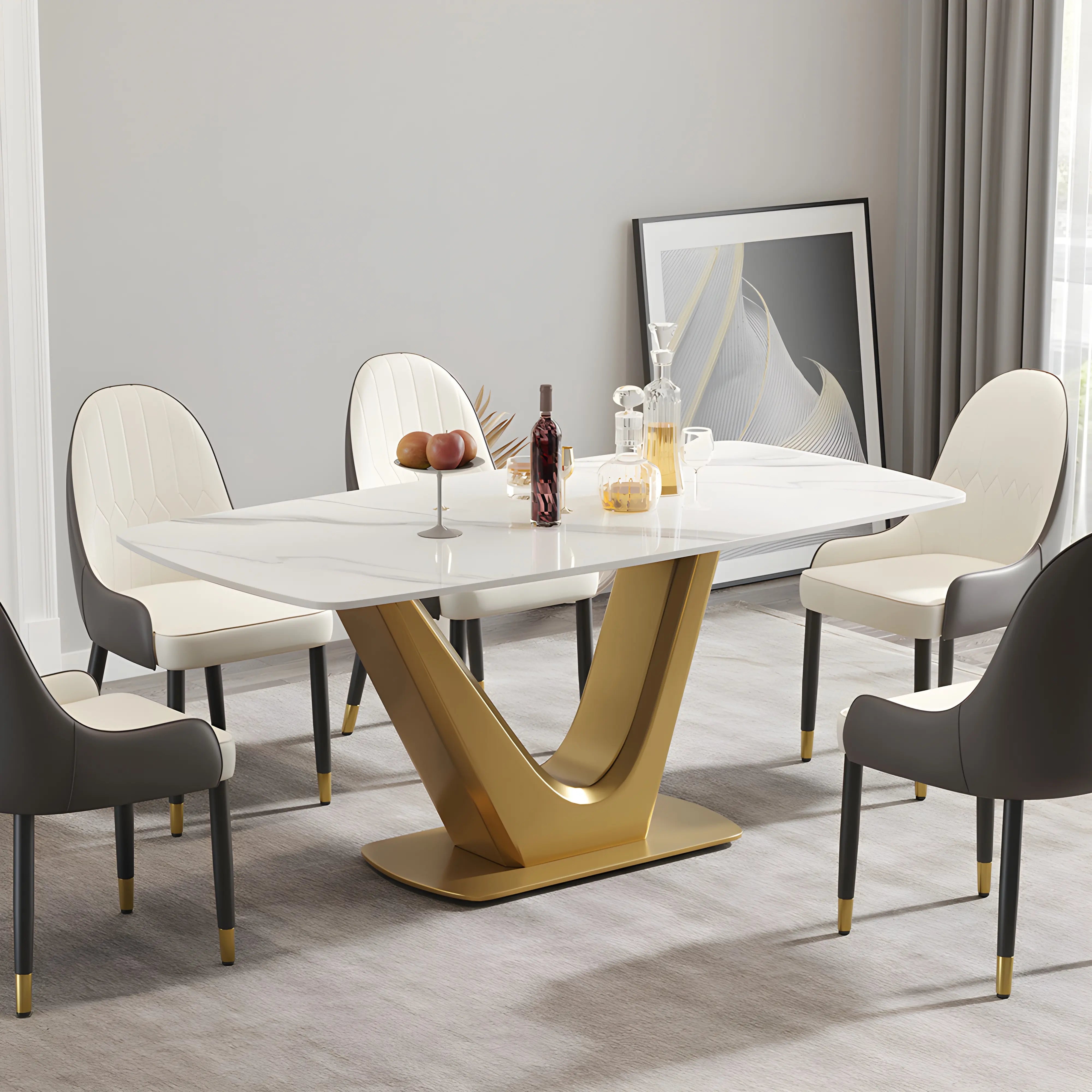 Velora Modern Dining Table Interior Moderna Gold White