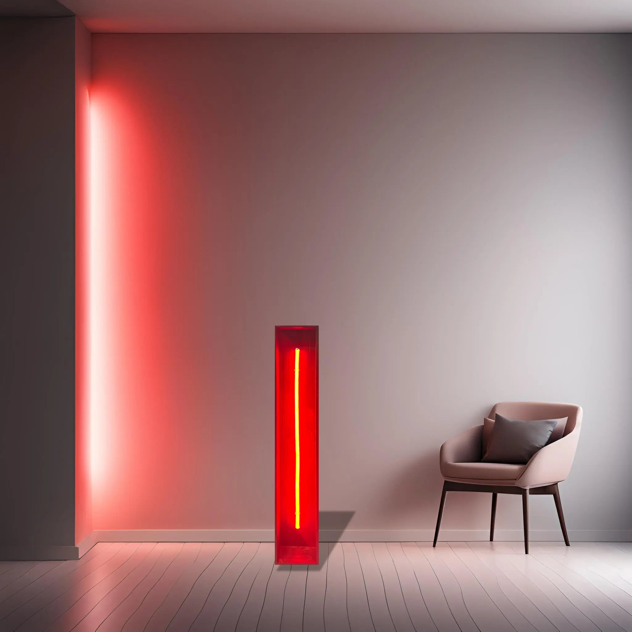 Redwood Radiance Lamp | Tall Red LED Strip Wooden Lamp Lamp Interior Moderna