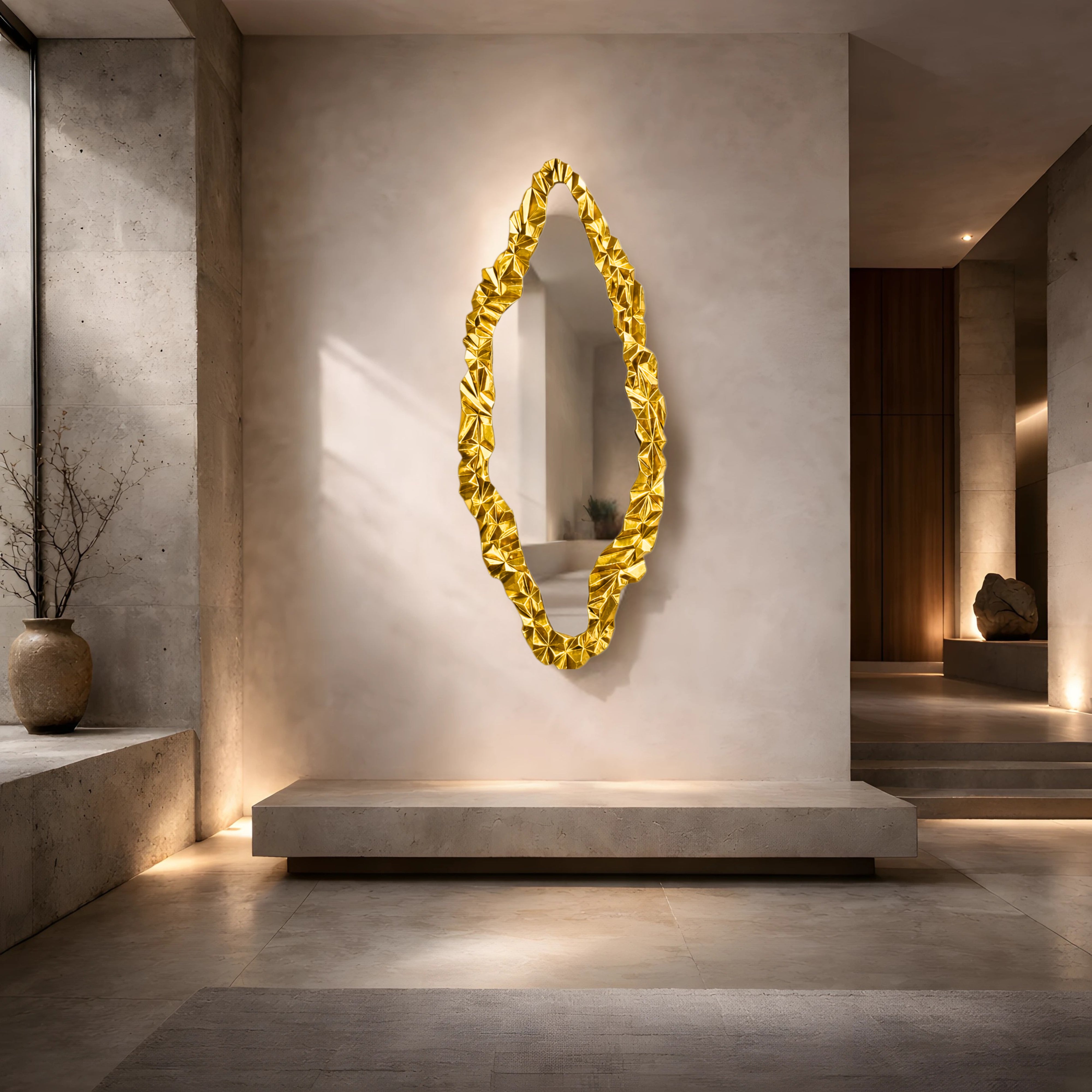 Aurelian Gold Leaf Mirror Mirror Interior Moderna