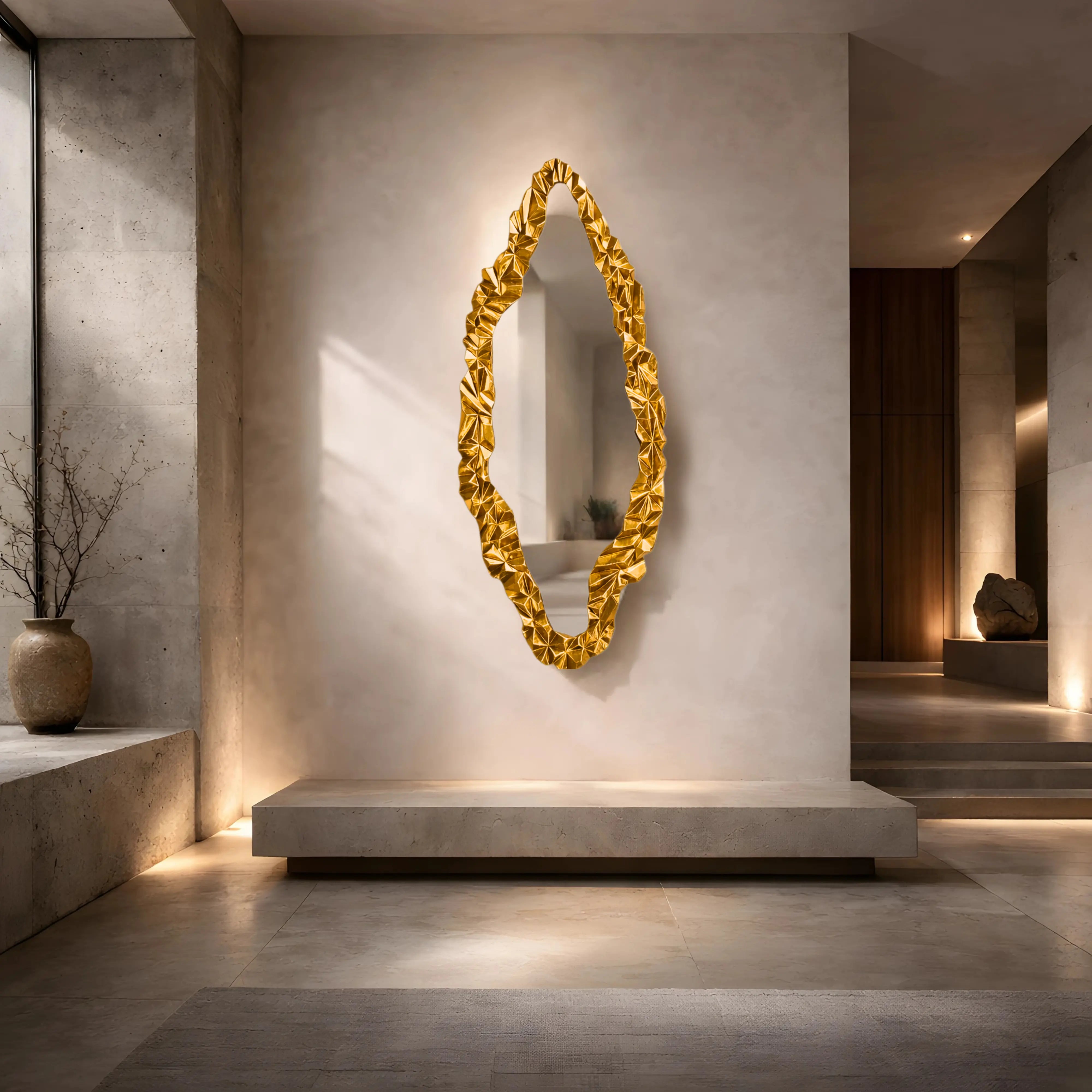 Aurelian Gold Leaf Mirror Mirror Interior Moderna