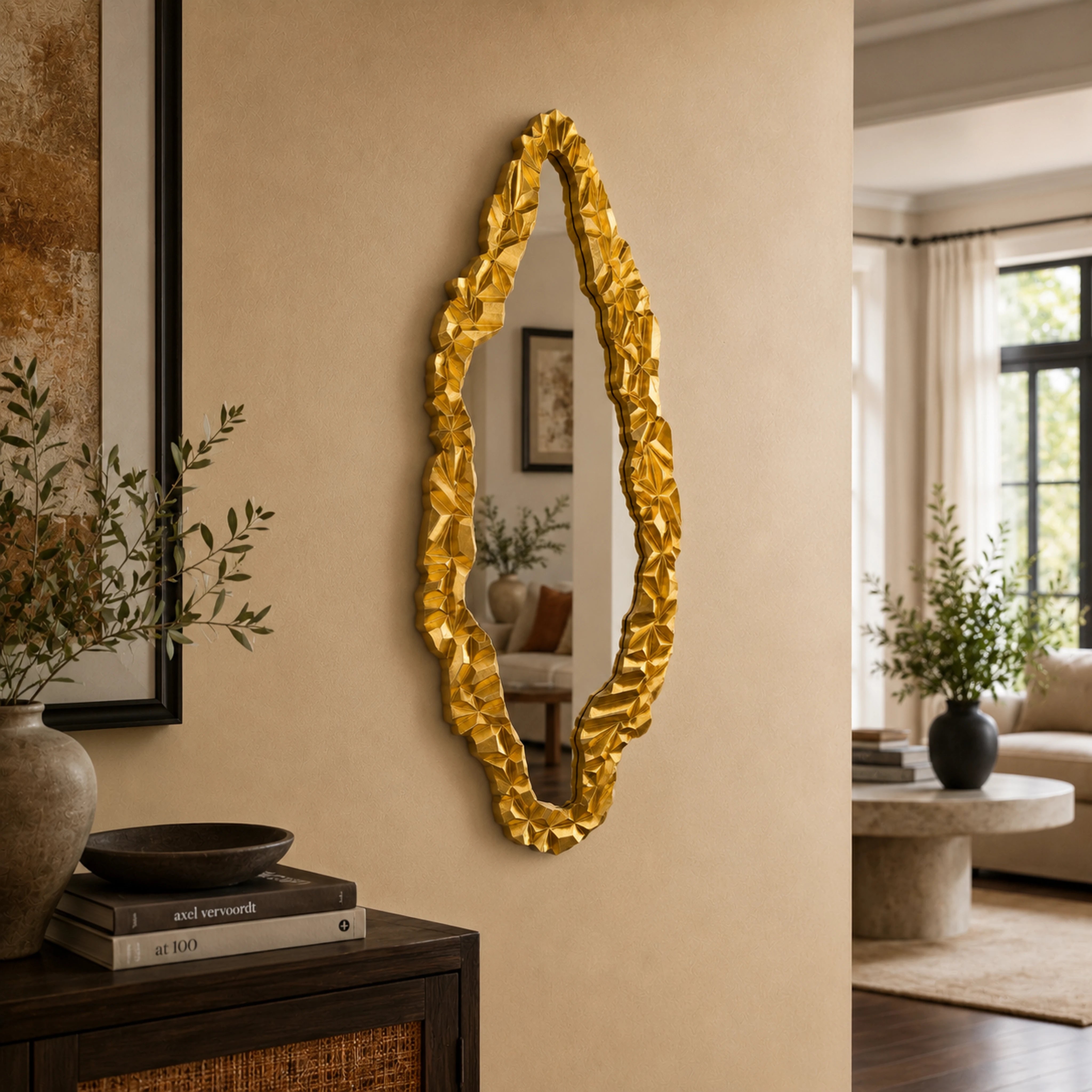 Aurelian Gold Leaf Mirror Mirror Interior Moderna