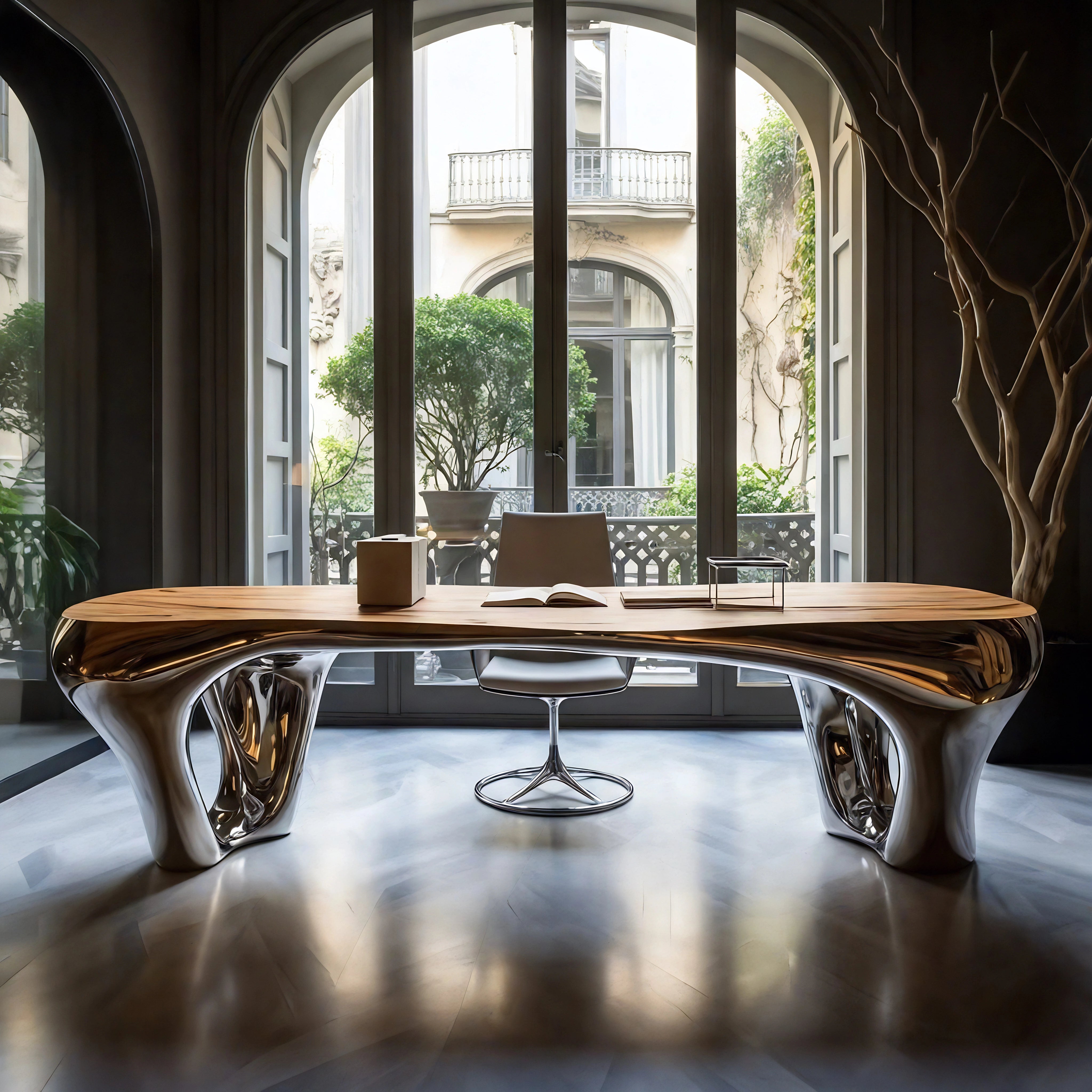 Chrome Mirage Desk Table Interior Moderna