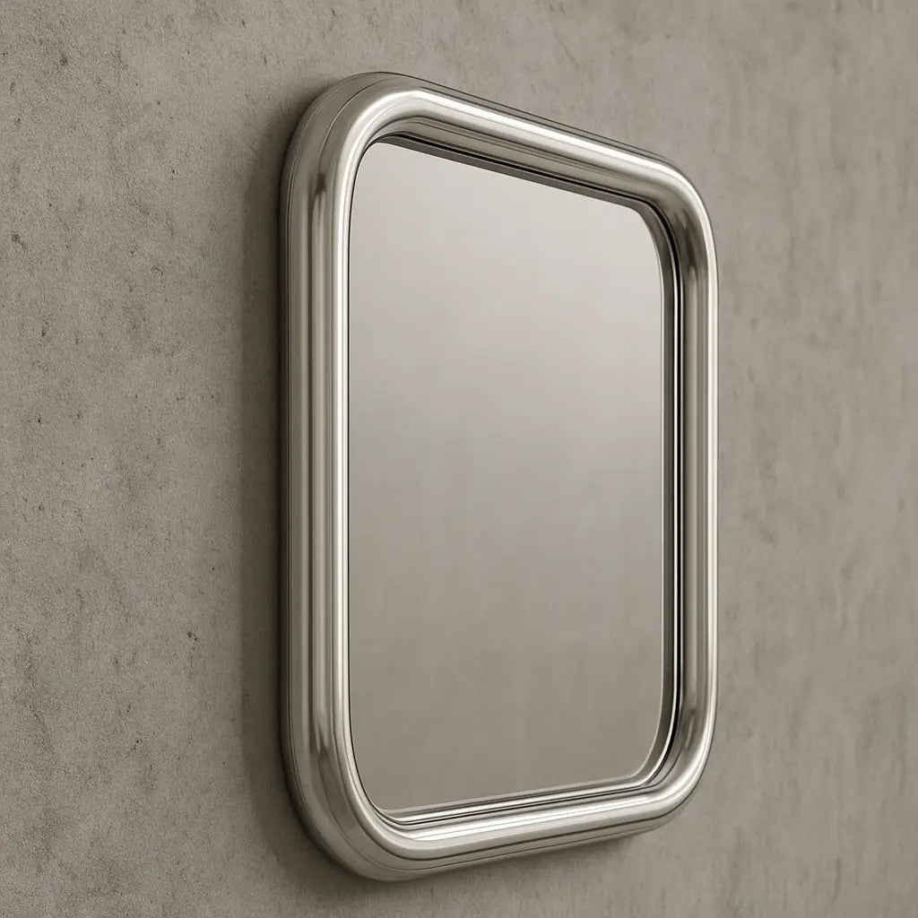 Chrome Bold Square Mirror Mirror Interior Moderna