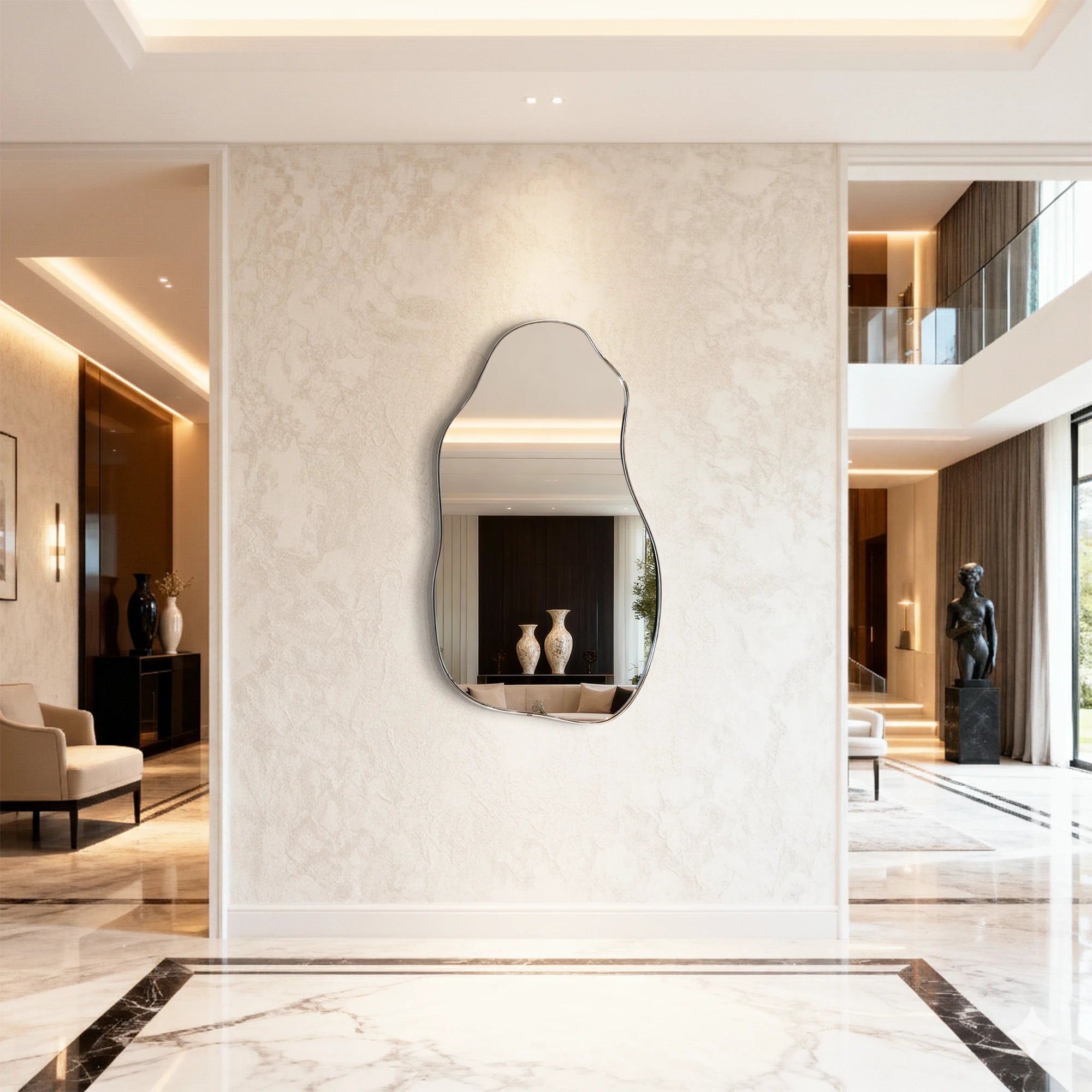 Chrome Irregular Mirror Mirror Interior Moderna