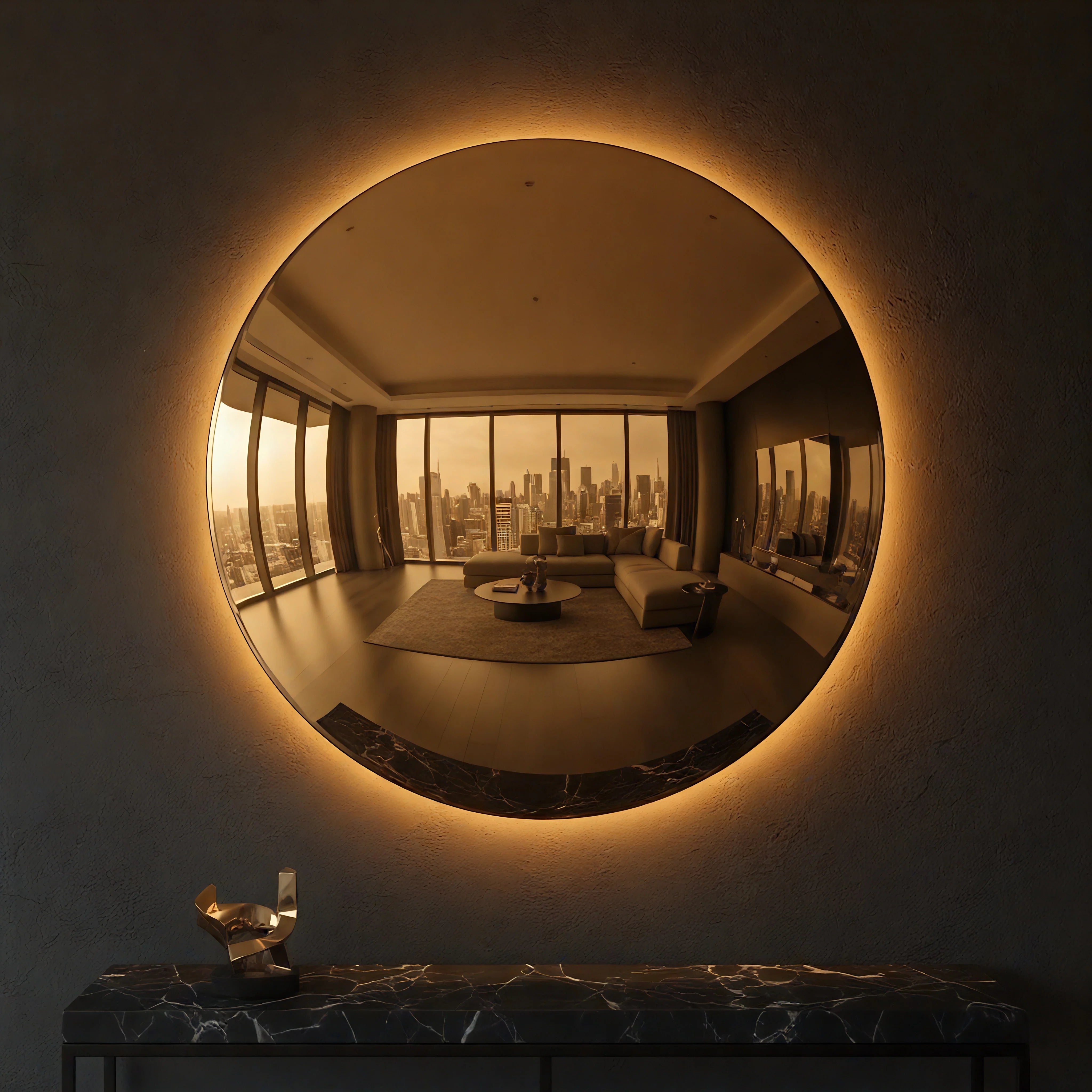 Convex Glow Mirror | Bronze Halo Interior Moderna