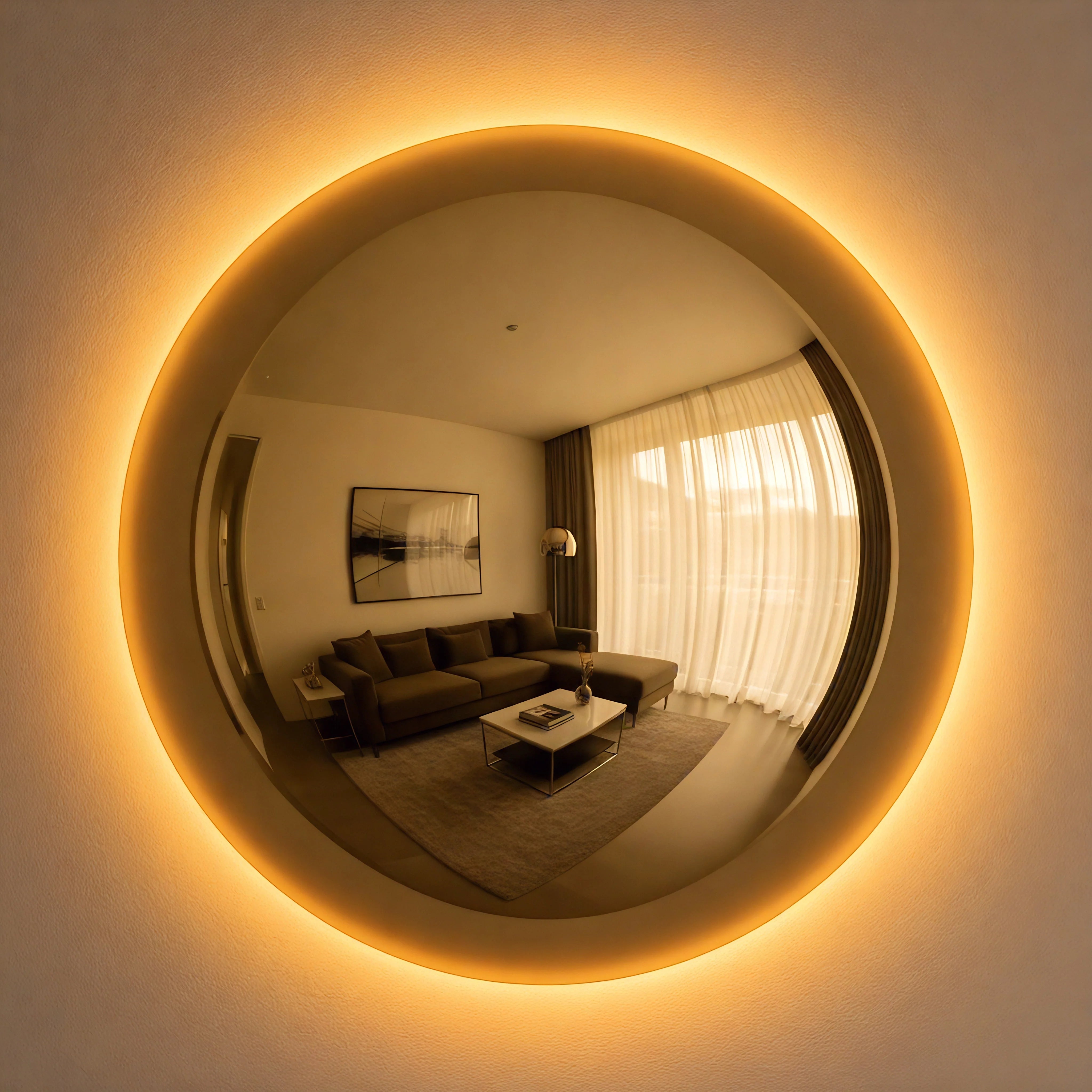 Convex Glow Mirror | Bronze Halo Interior Moderna