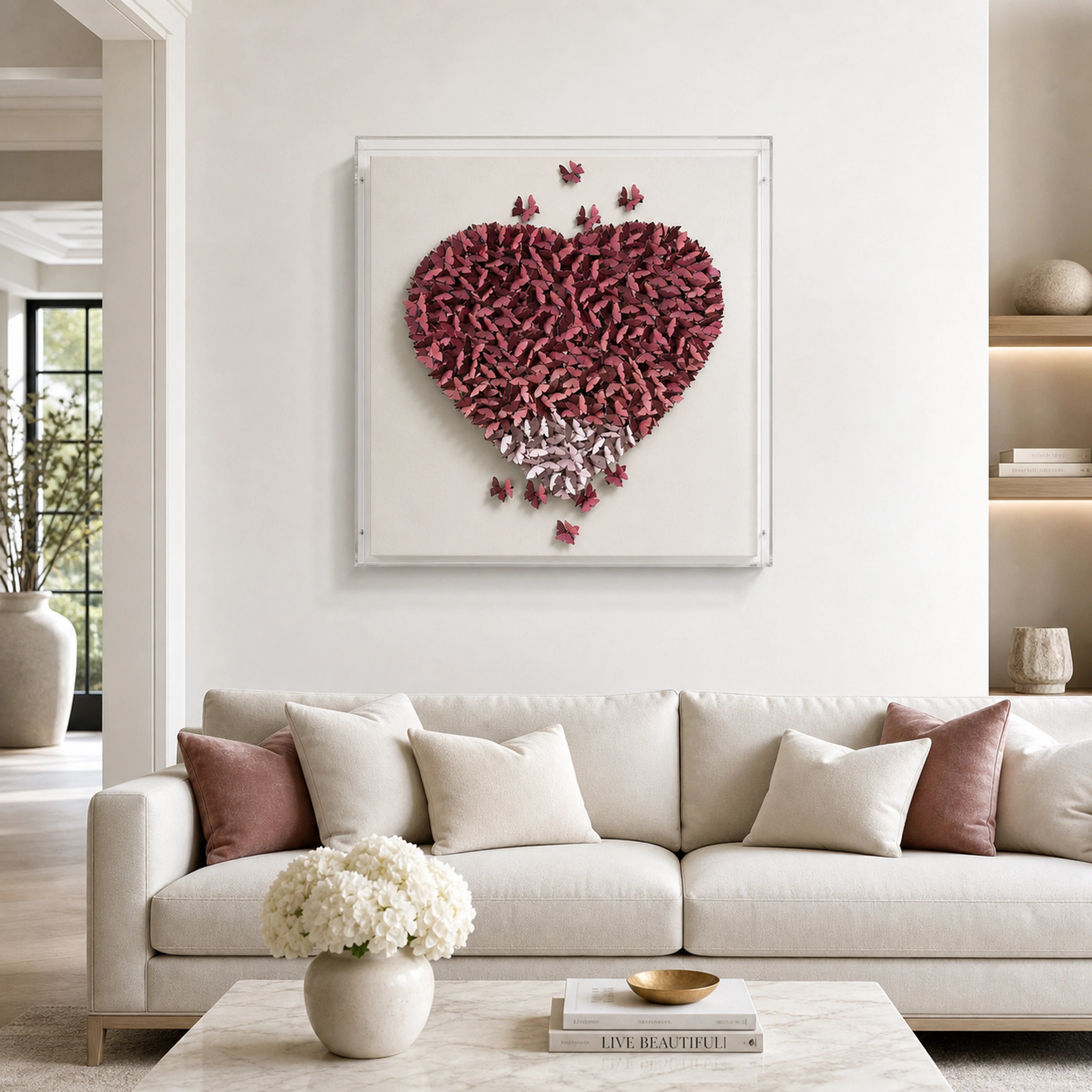 Gathered Ascent | Red Wall Art Interior Moderna