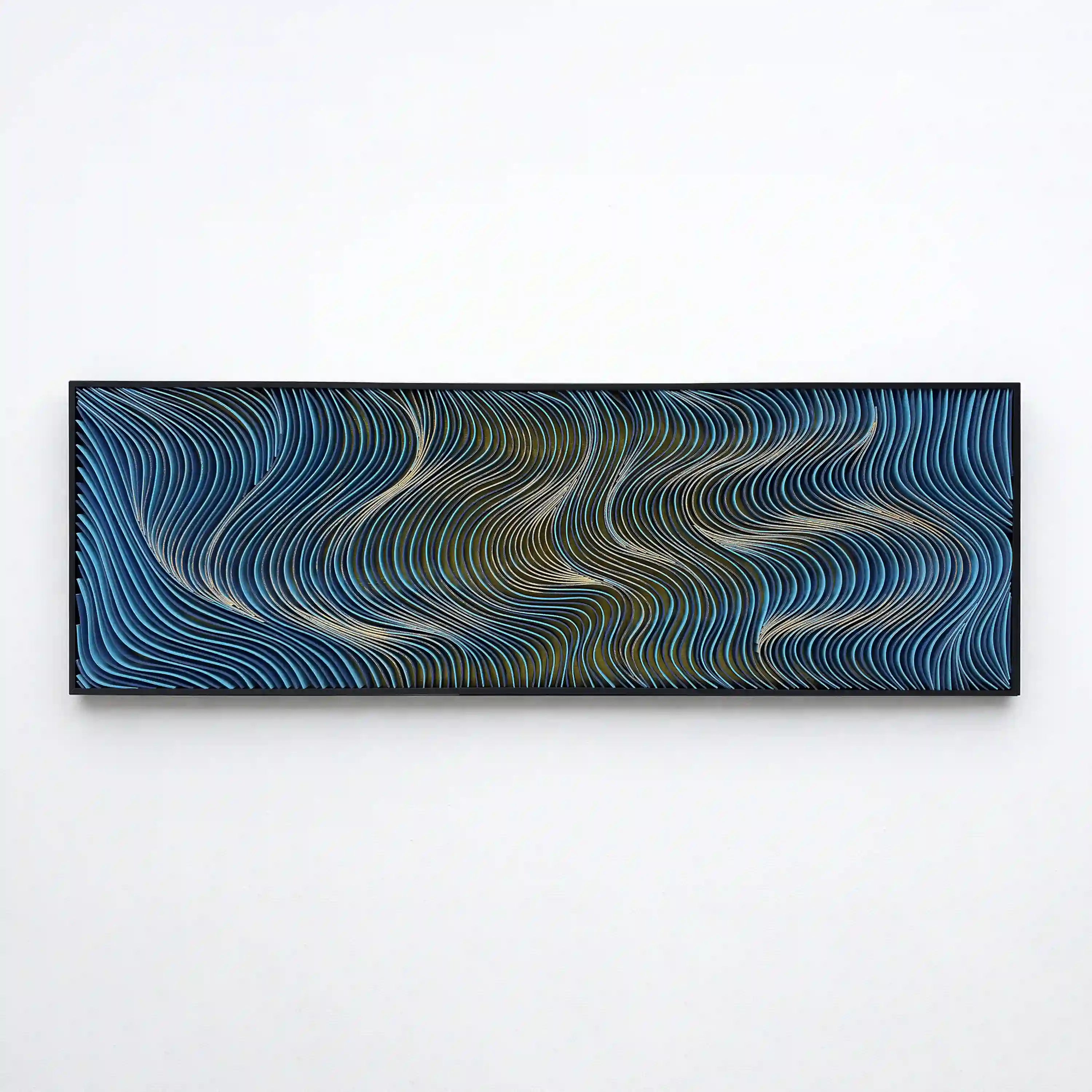 Spectral Currents | Gilded Blue Wall Art Jianzhi Default Title