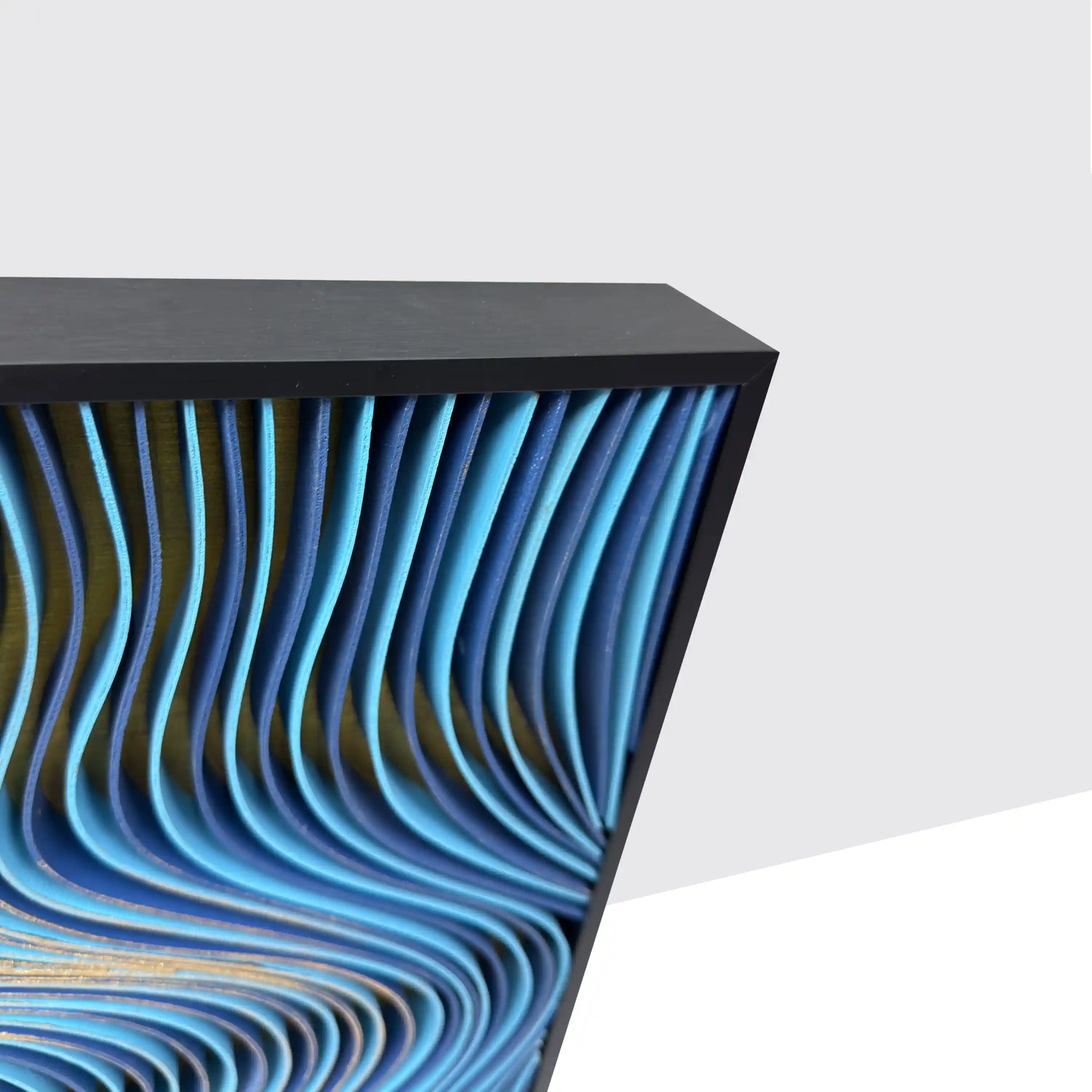 Spectral Currents | Gilded Blue Wall Art Jianzhi