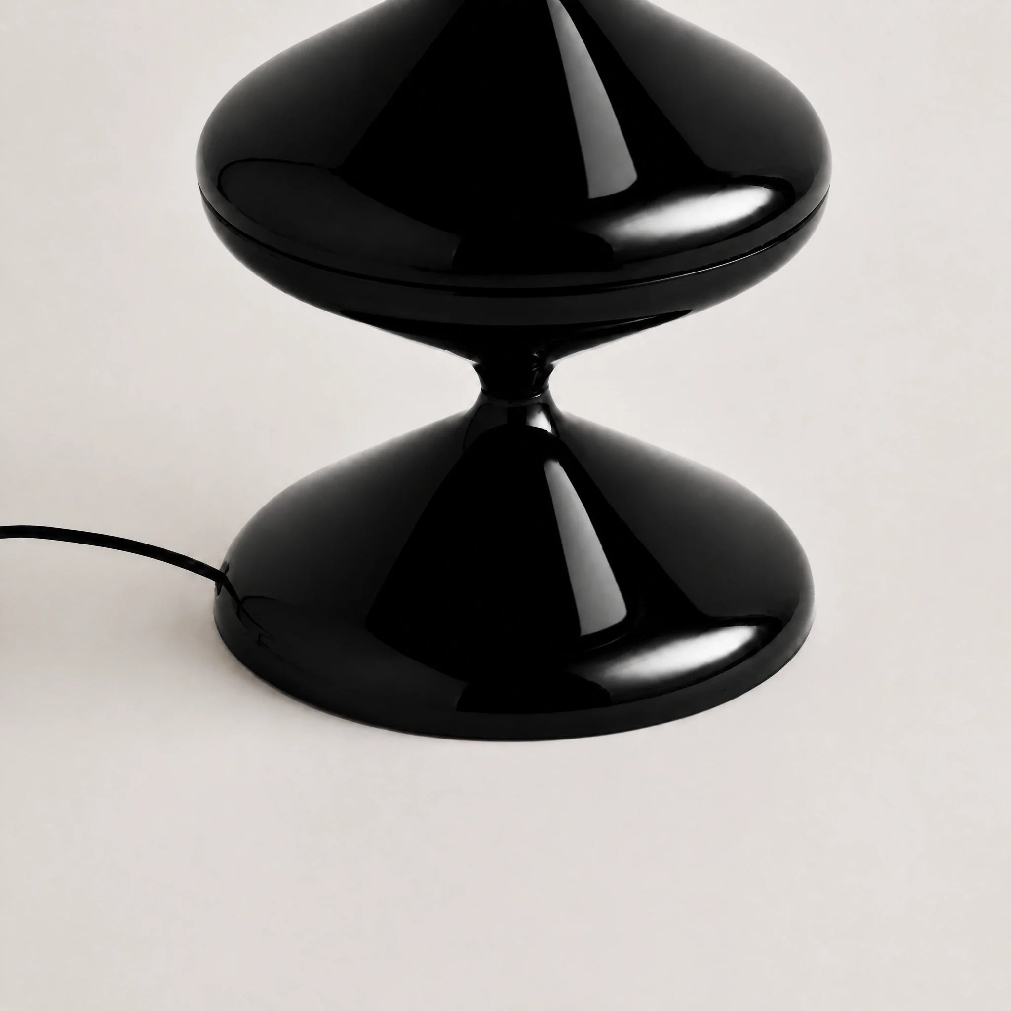 Black gourd floor lamp with stacked metal discs and frosted dome — view 7