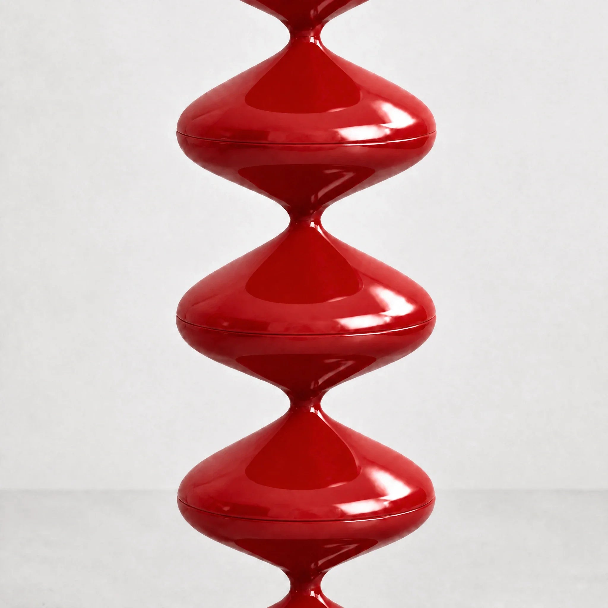 Deep Red gourd floor lamp with stacked metal discs and frosted dome — view 5