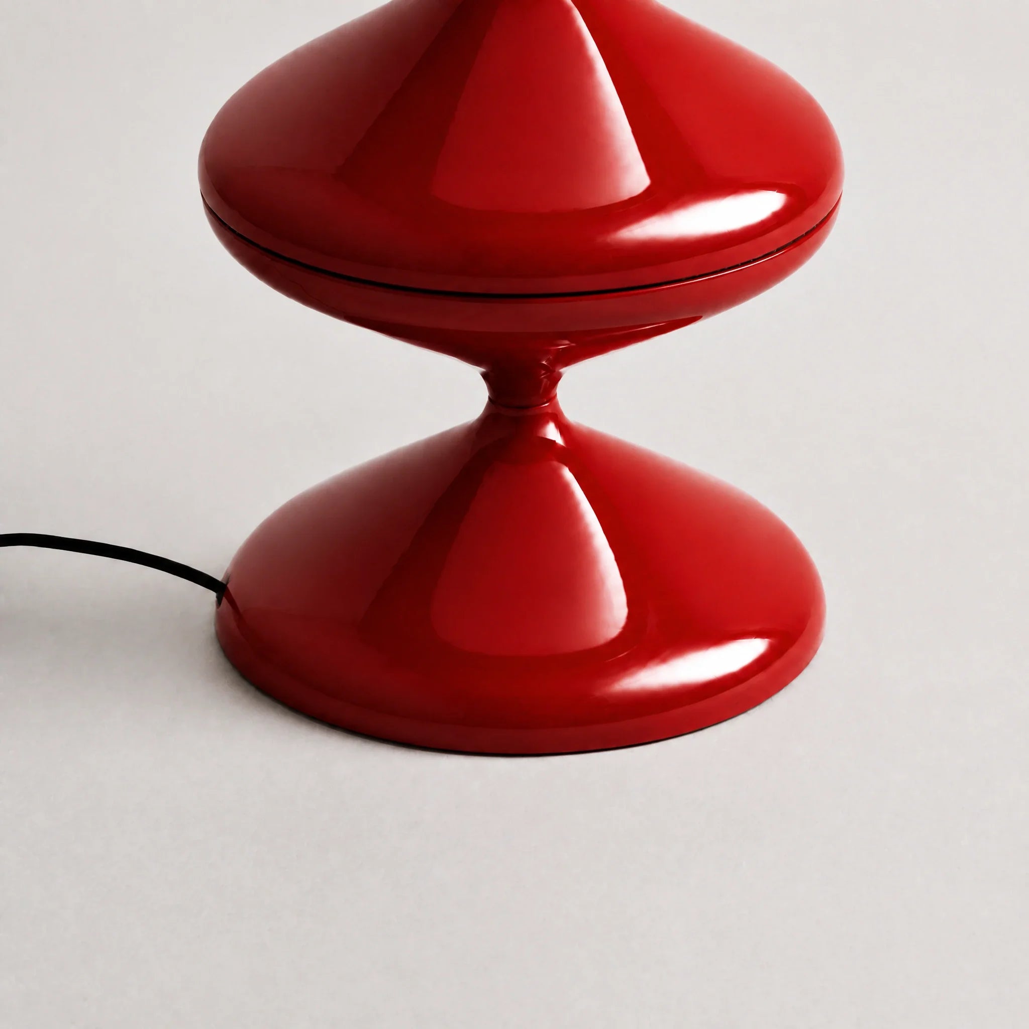 Deep Red gourd floor lamp with stacked metal discs and frosted dome — view 6