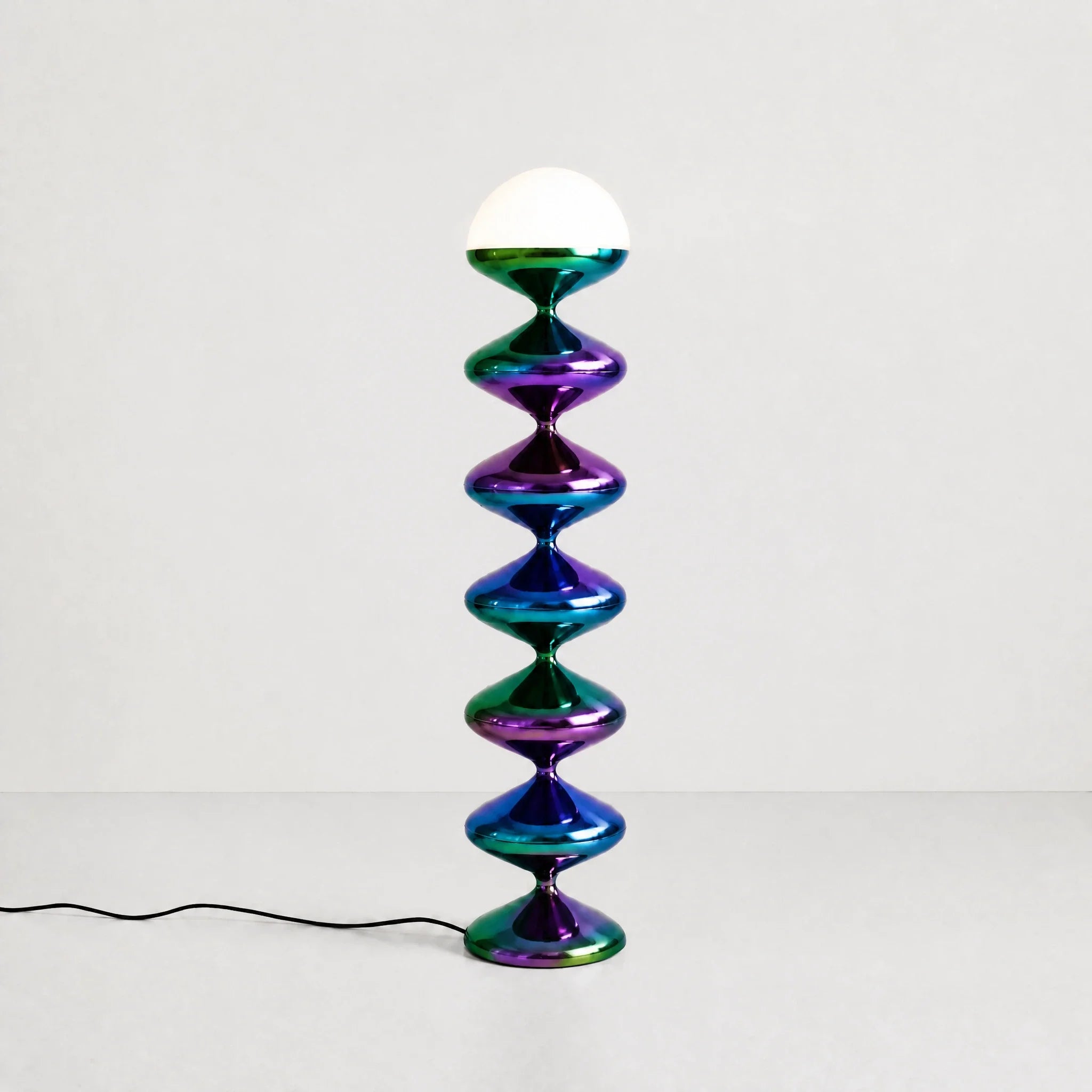 Aurora Prism gourd floor lamp with stacked metal discs and frosted dome — view 1