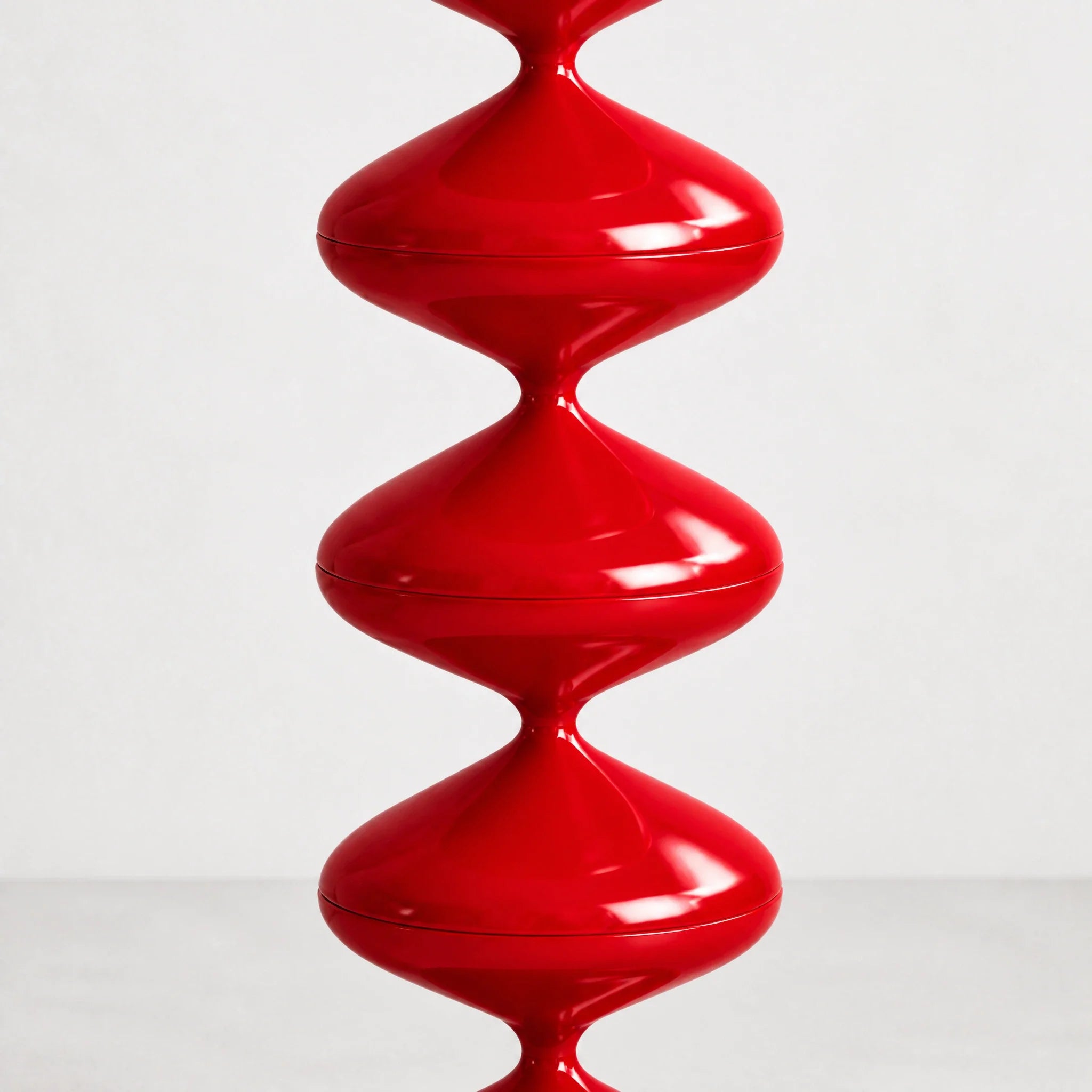 Couture Red gourd floor lamp with stacked metal discs and frosted dome — view 2