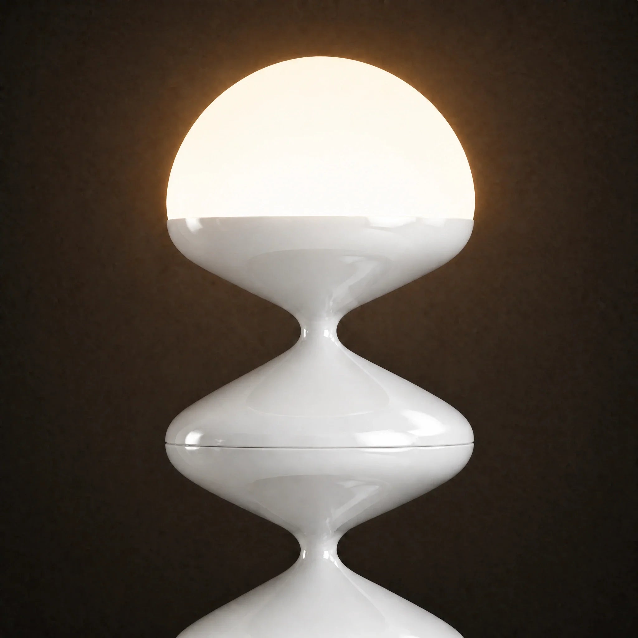 White gourd floor lamp with stacked metal discs and frosted dome — view 4