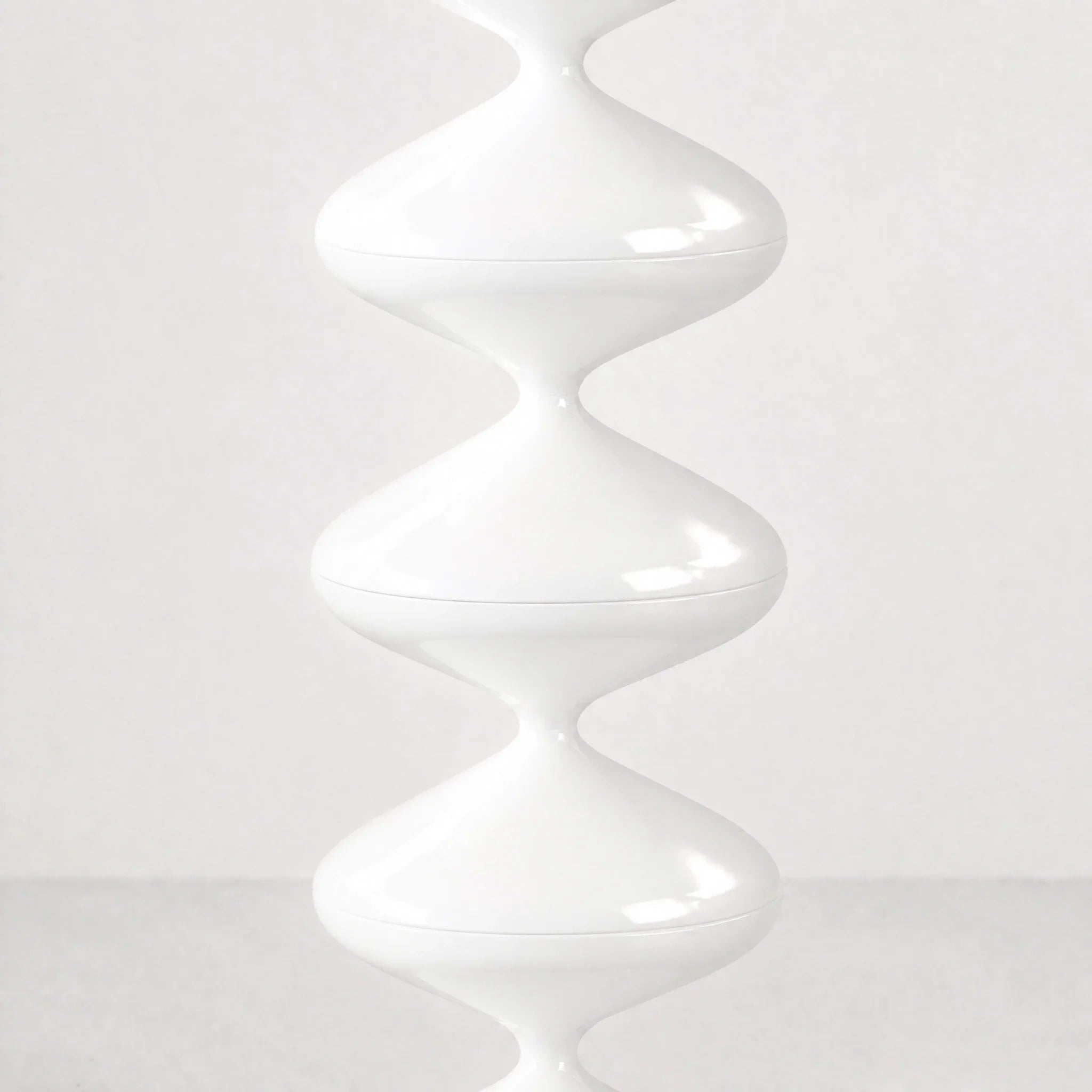 White gourd floor lamp with stacked metal discs and frosted dome — view 5