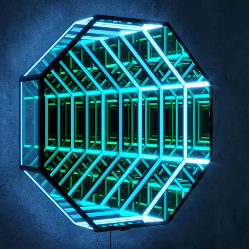 3D Octagon Infinity Mirror Mirror Interior Moderna   