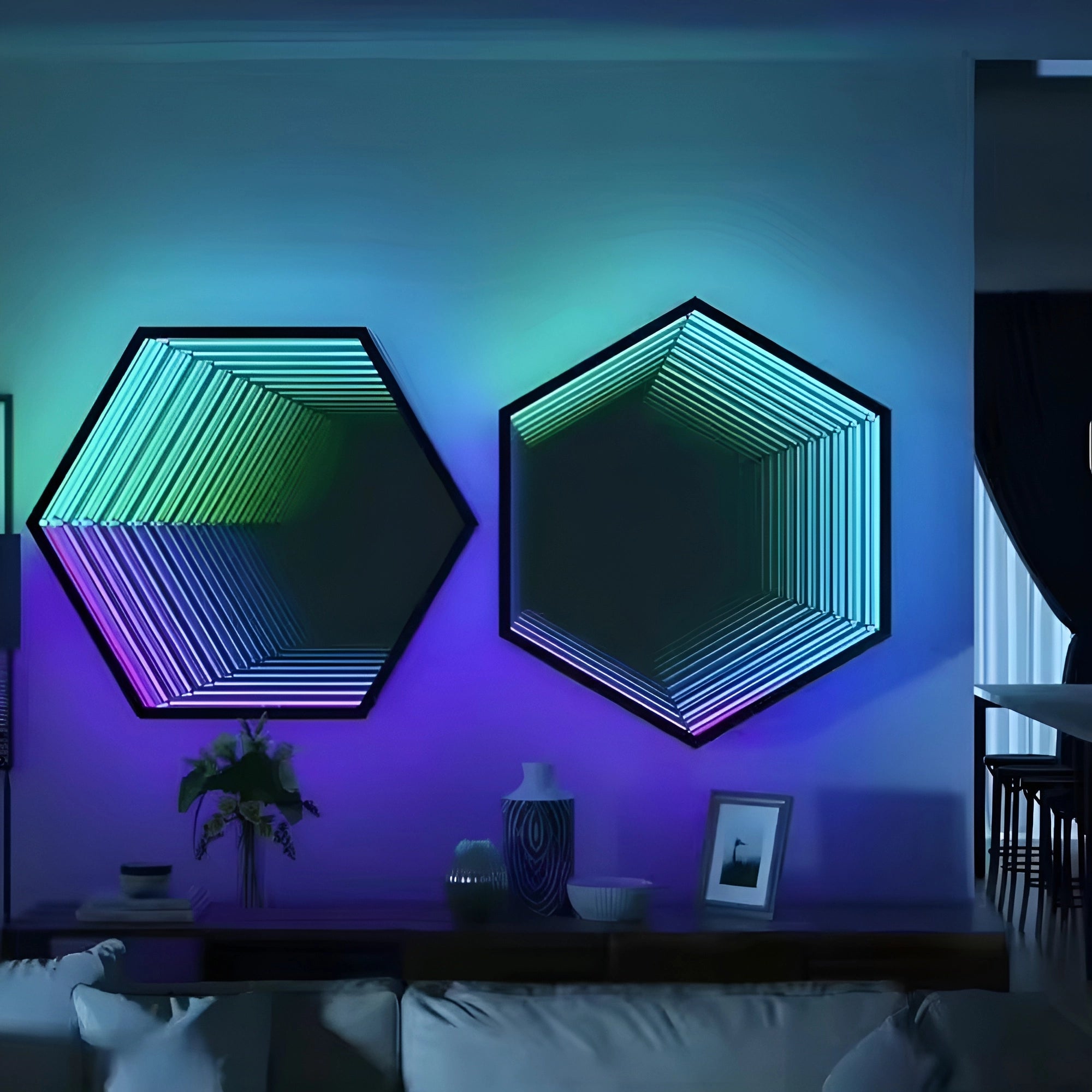 Hexagon Infinity Mirror Mirror Interior Moderna