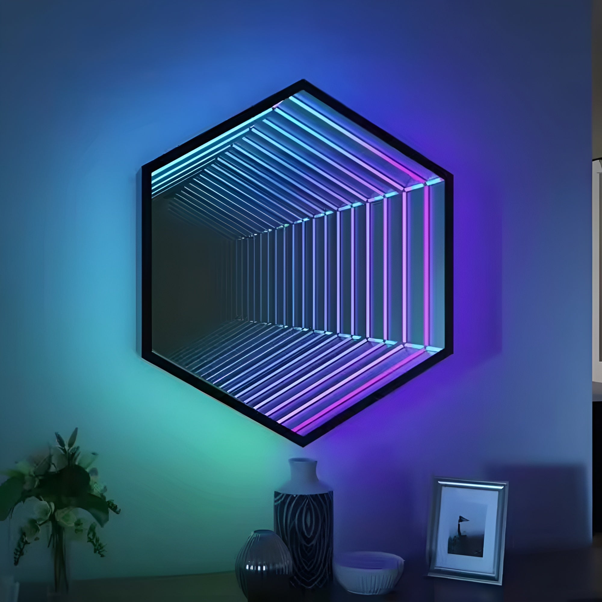 Hexagon Infinity Mirror Mirror Interior Moderna