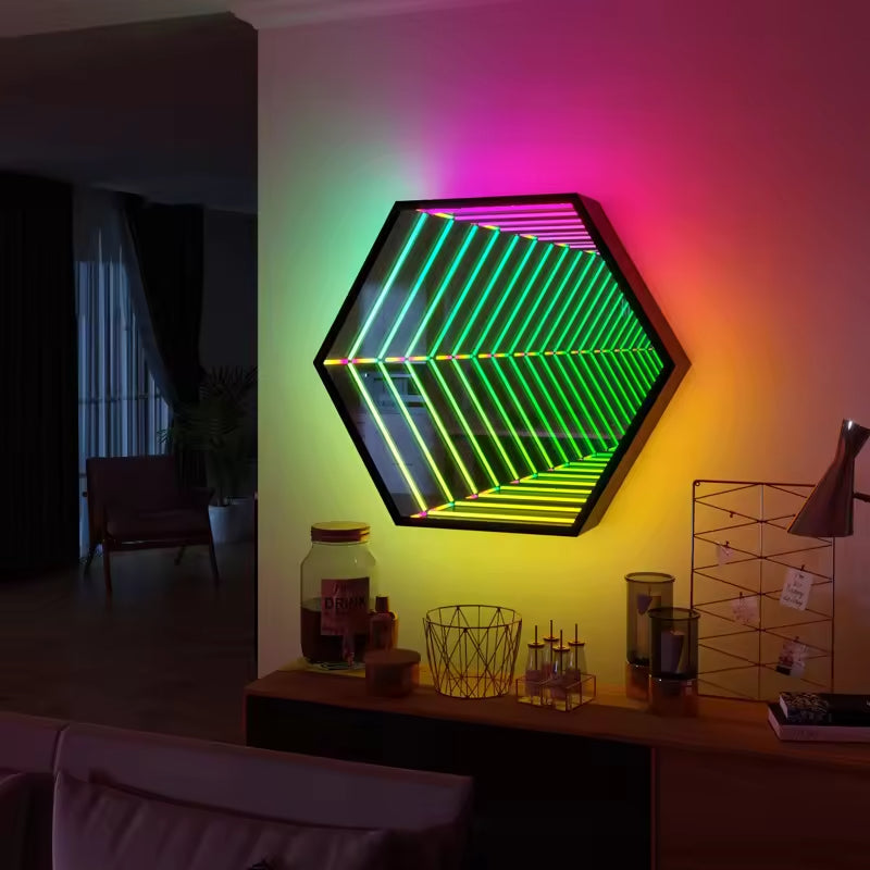 Hexagon Infinity Mirror Mirror Interior Moderna