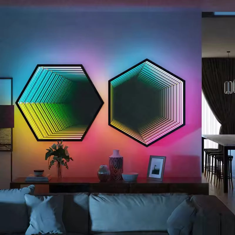 Hexagon Infinity Mirror Mirror Interior Moderna