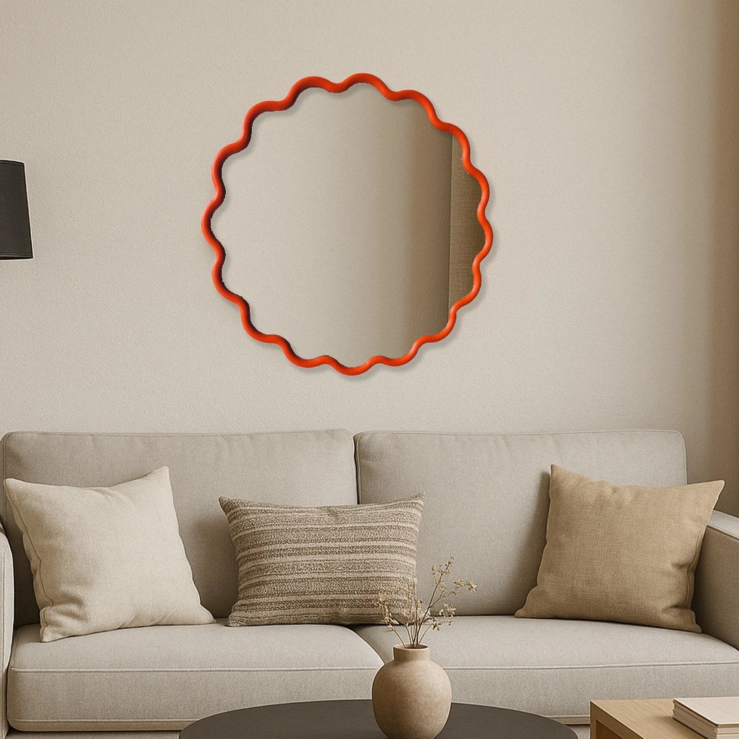 Round Wave Mirror Mirror Interior Moderna