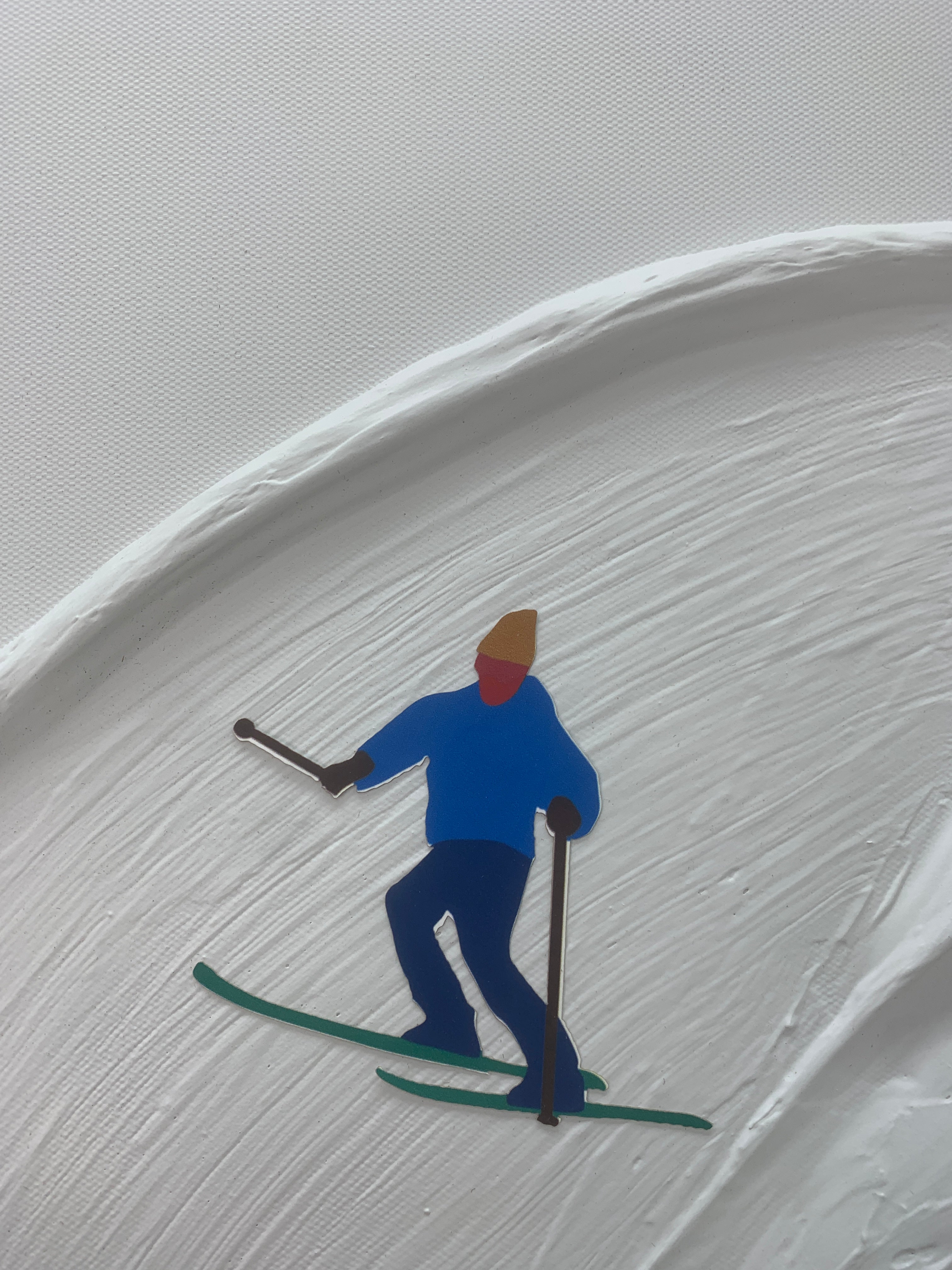 Snowy Strokes: Oil Painting on Canvas with Ski Slope and Brush Detail Wall Art Interior Moderna   