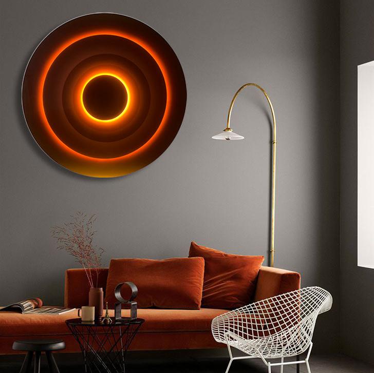 Triple Eclipse Radiance: LED-Lit Solar Eclipse Wall Art Wall Art Interior Moderna   