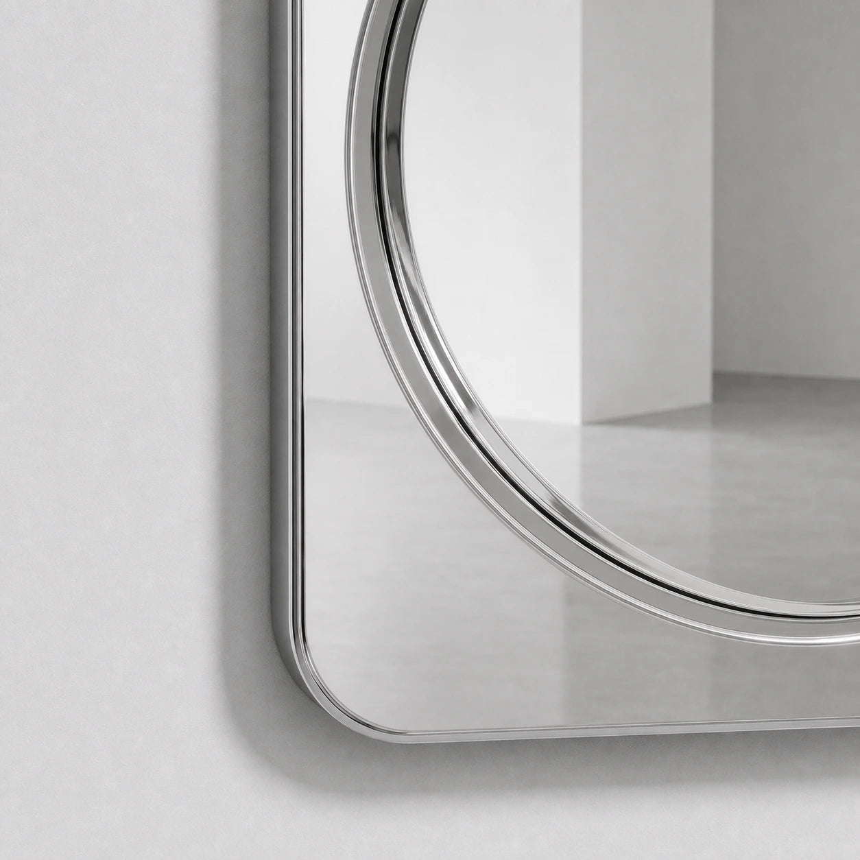 Rounded Square Mirror | Silver Mirror Interior Moderna