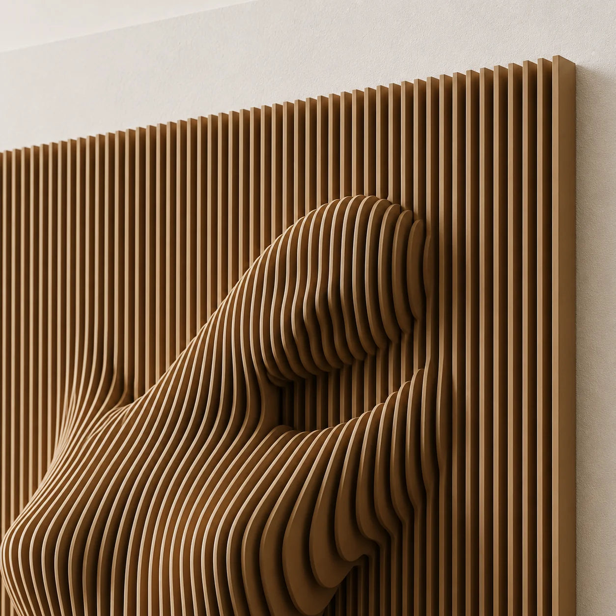 Naked Elegance | Parametric Wood Carving Wall Art Interior Moderna
