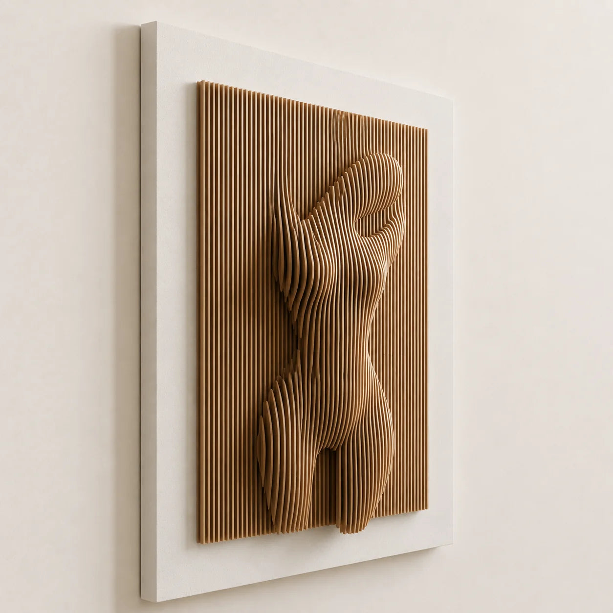 Naked Elegance | Parametric Wood Carving Wall Art Interior Moderna