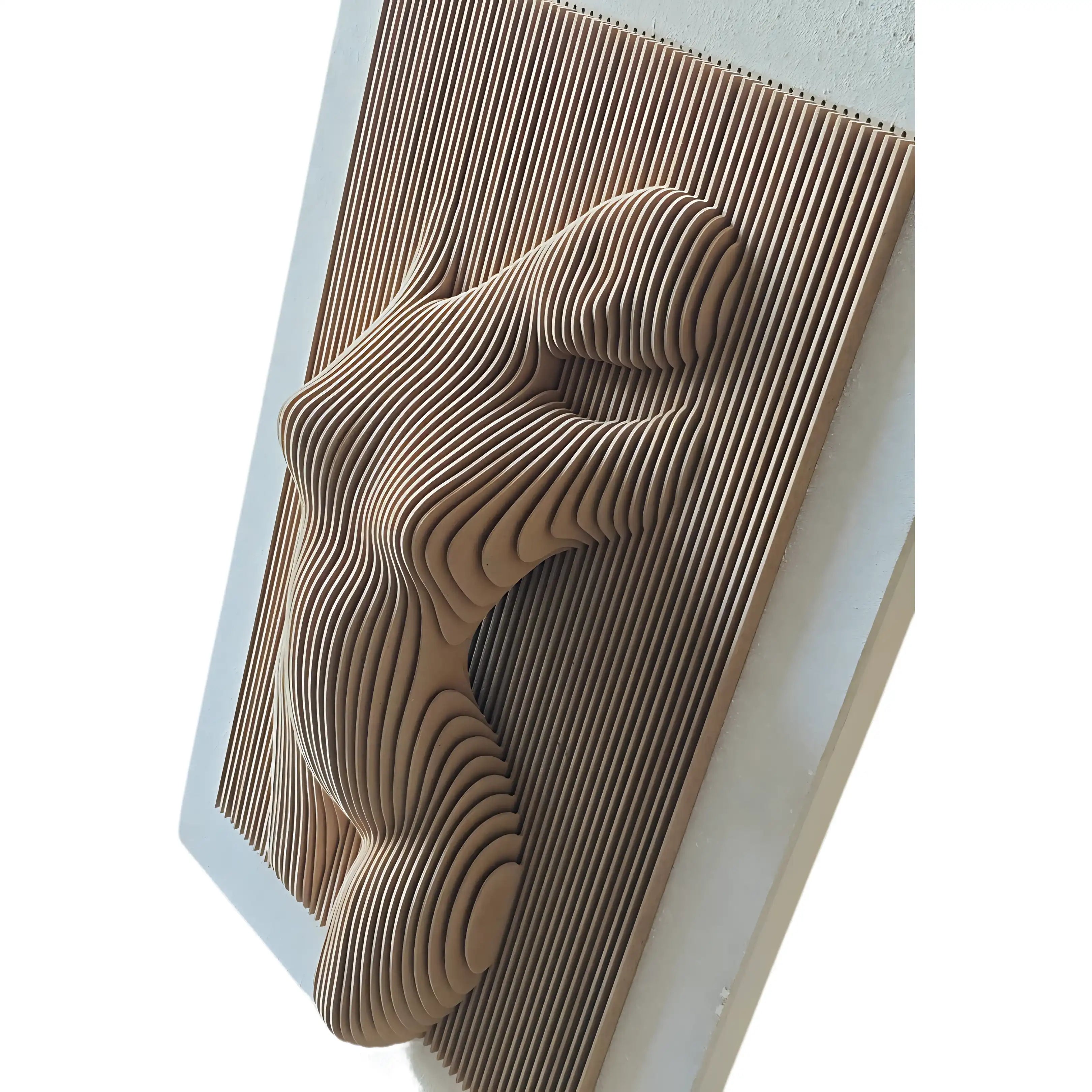 Naked Elegance | Parametric Wood Carving Wall Art Interior Moderna