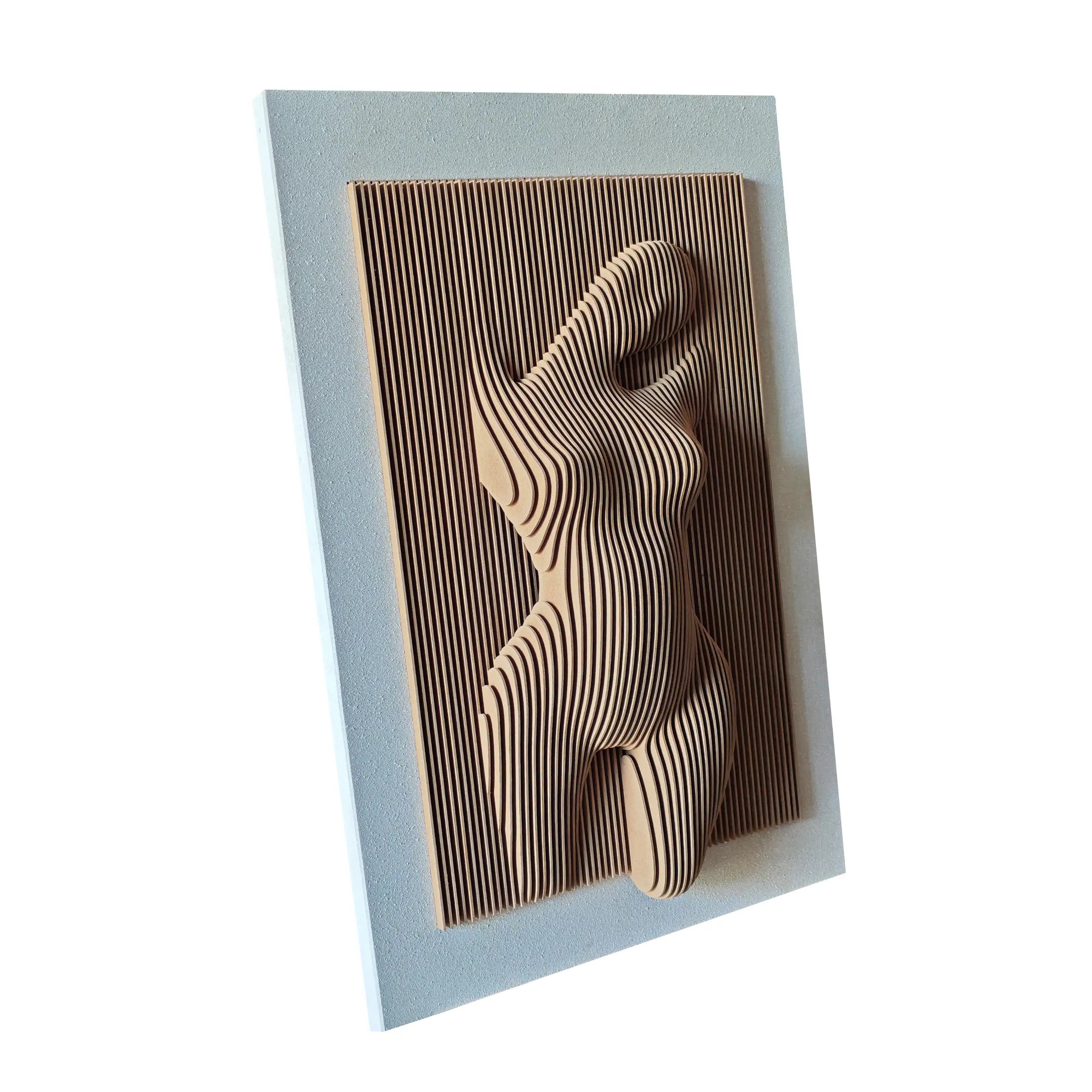 Naked Elegance | Parametric Wood Carving Wall Art Interior Moderna