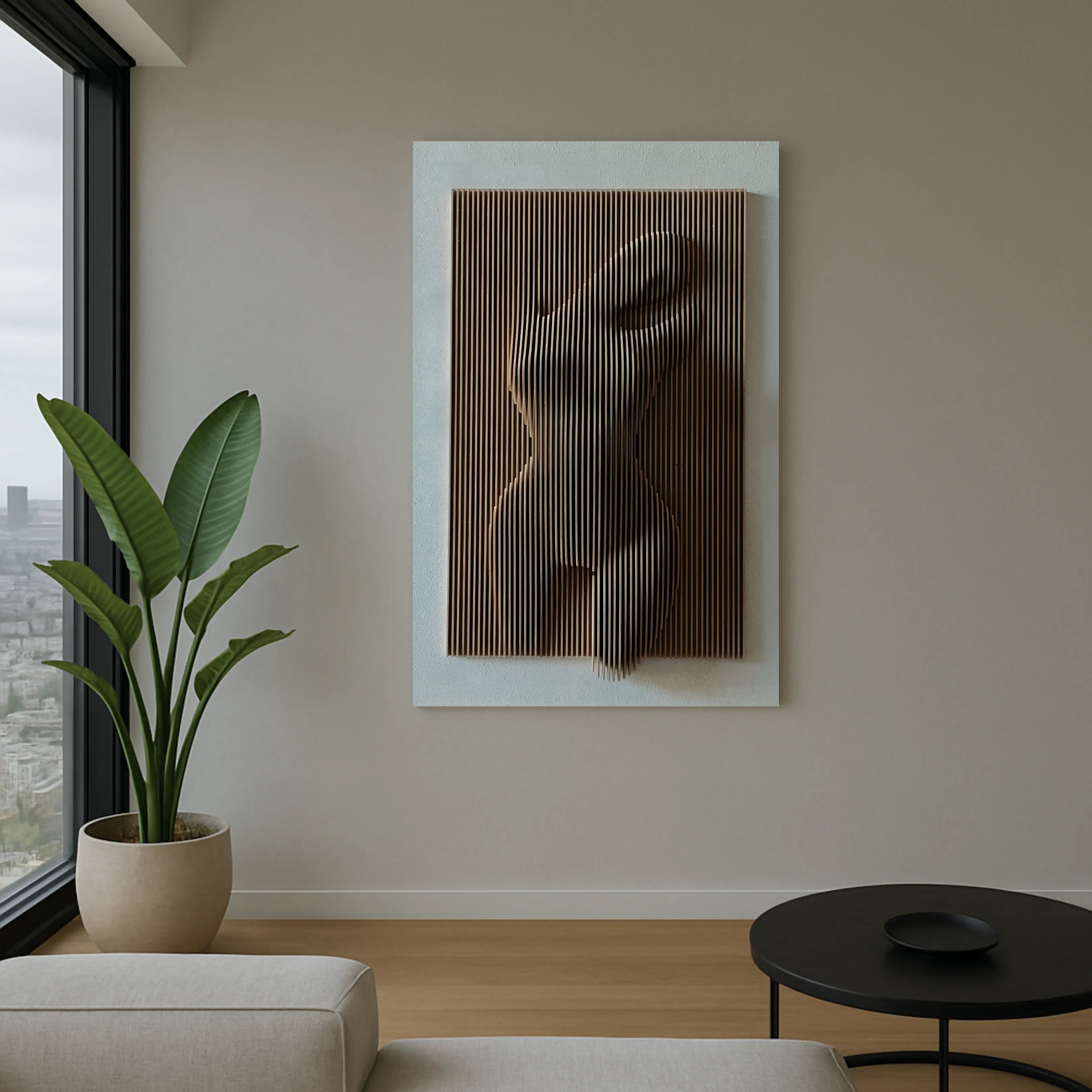 Naked Elegance | Parametric Wood Carving Wall Art Interior Moderna