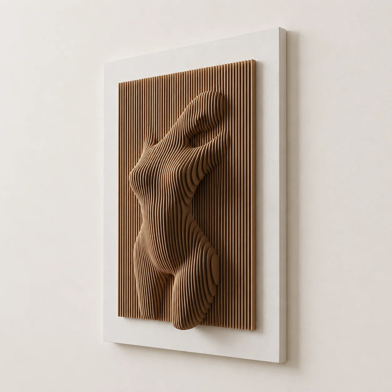 Naked Elegance | Parametric Wood Carving Wall Art Interior Moderna