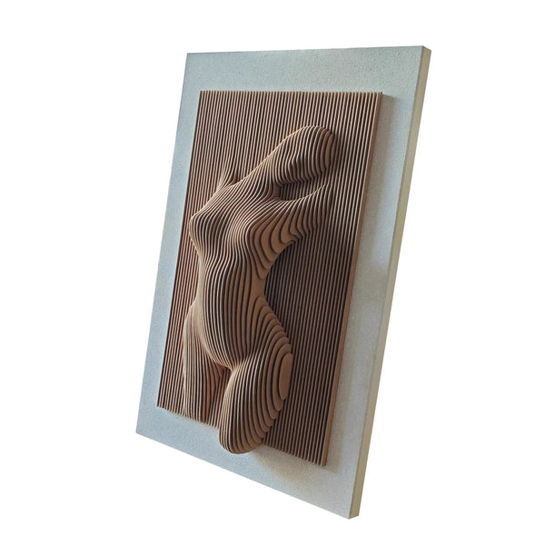 Naked Elegance | Parametric Wood Carving Wall Art Interior Moderna