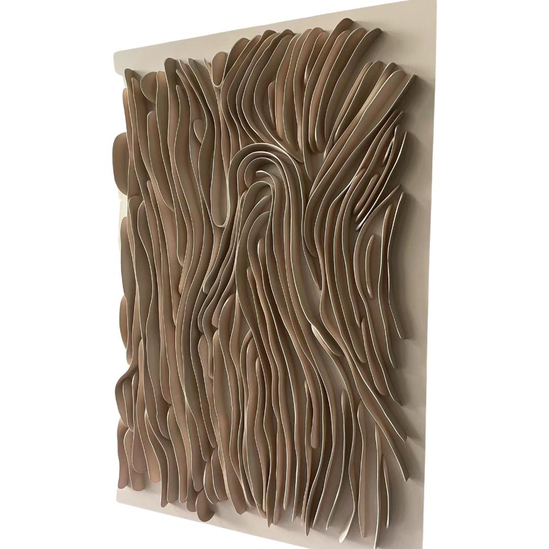 Terra Tides: 3D Brown Clay Wetland Composition Wall Art Interior Moderna   